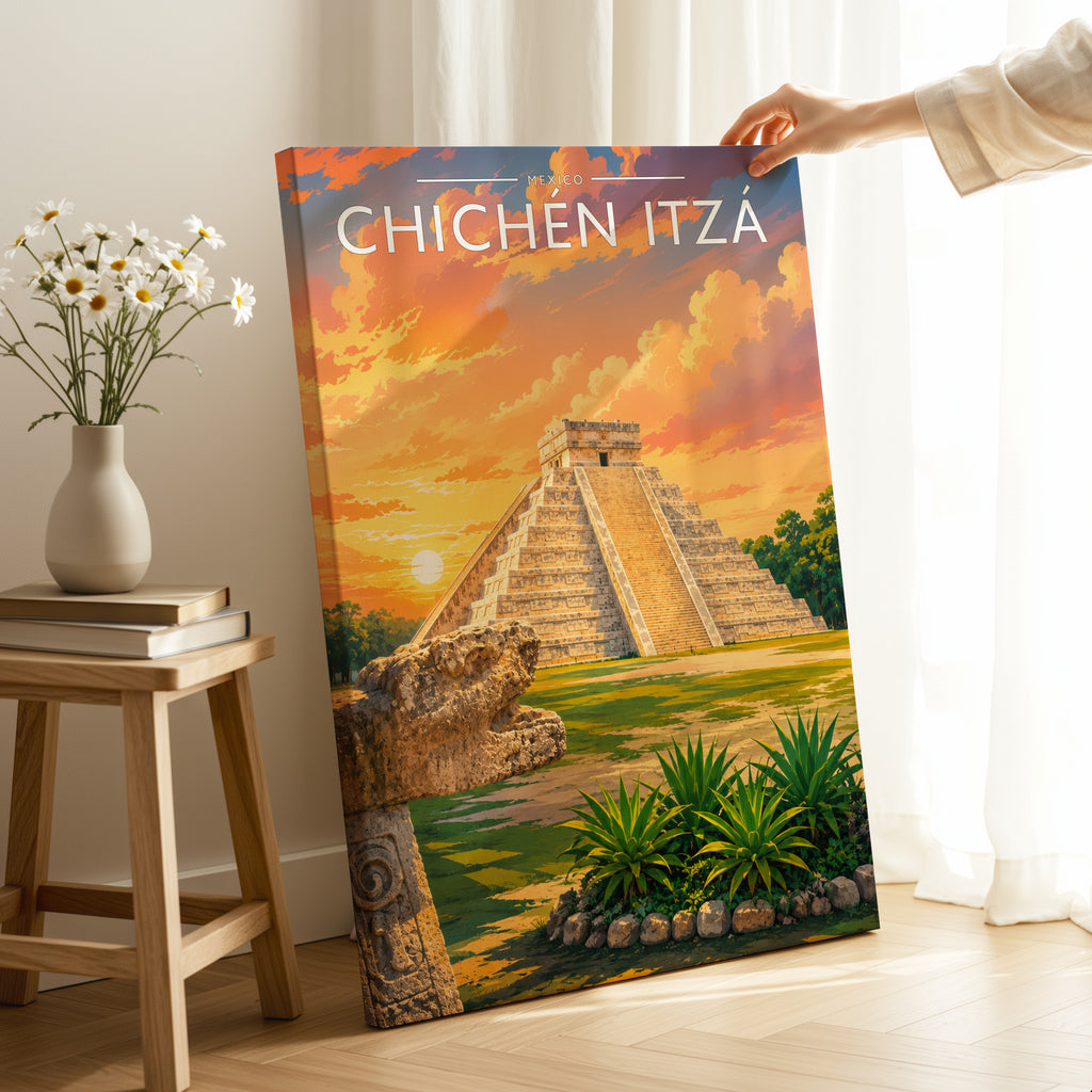 Chichén Itzá #2 Travel Poster as a gallery-wrapped canvas