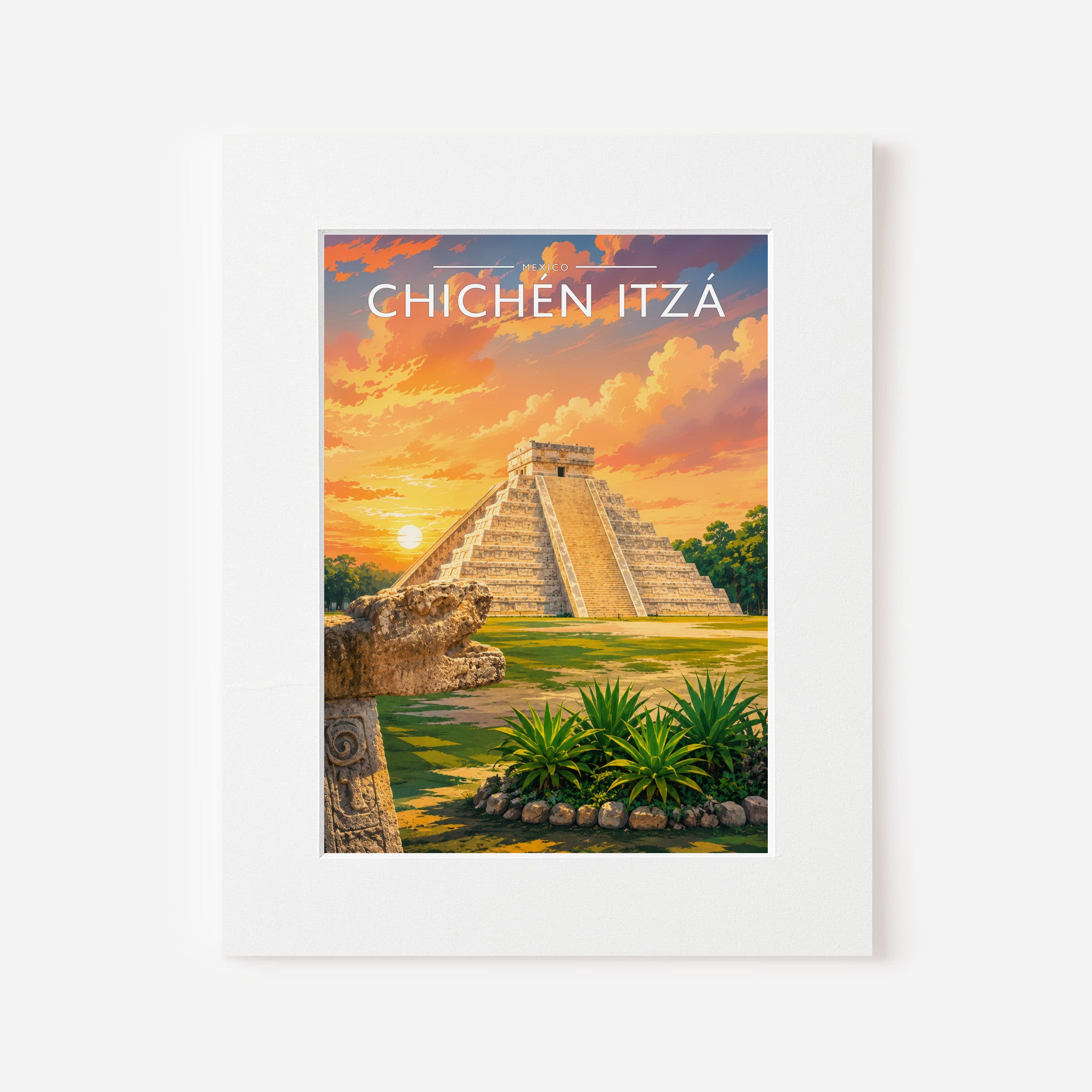 Chichén Itzá #2 Travel Poster in a white mount