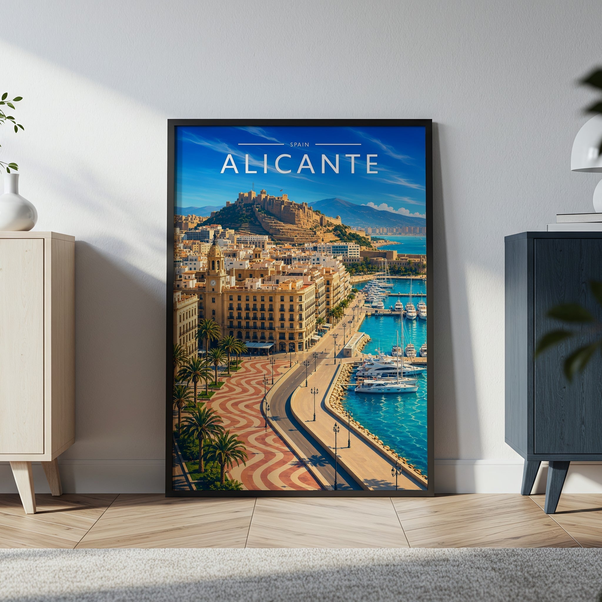 Alicante #4 Travel Poster in a black frame