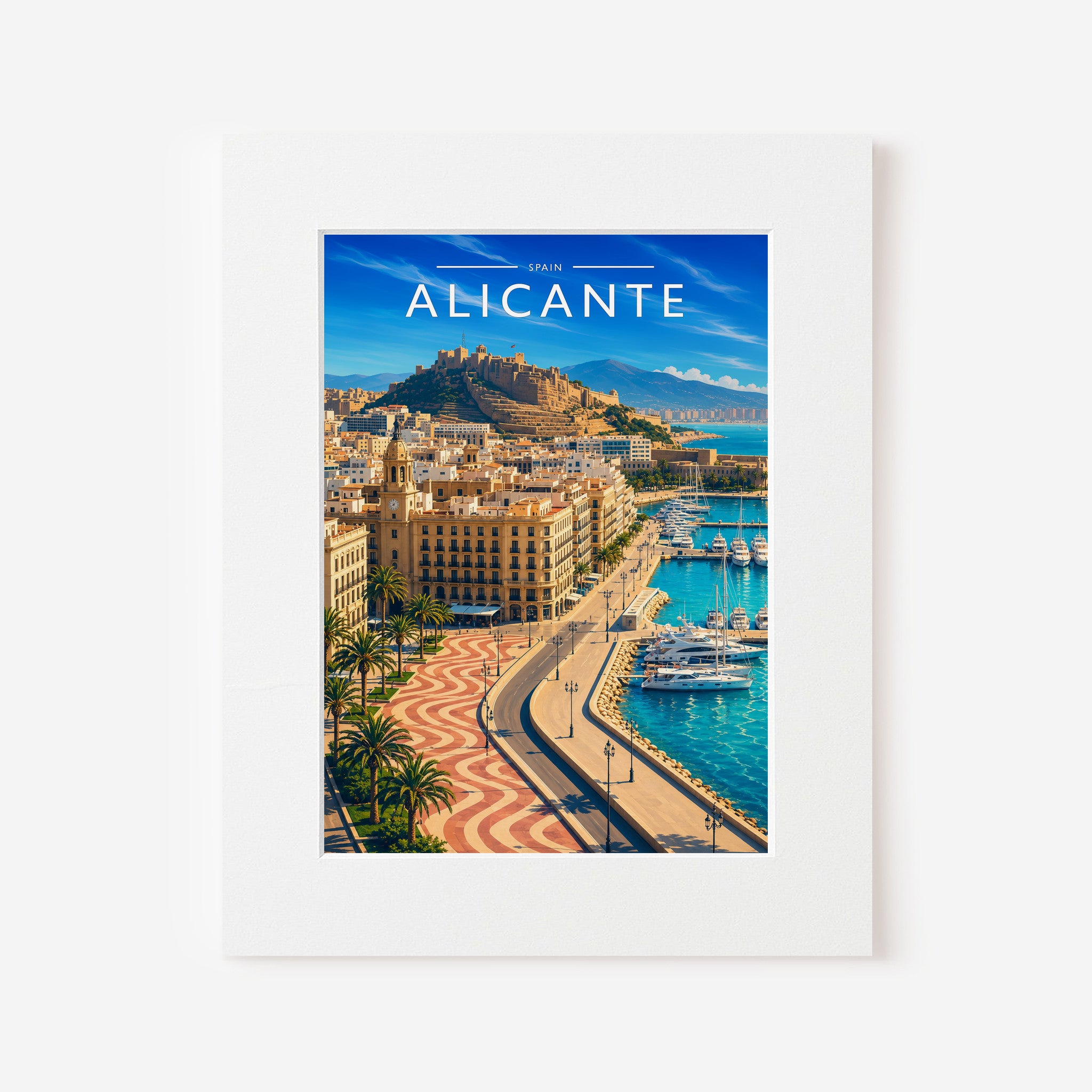 Alicante #4 Travel Poster in a white mount