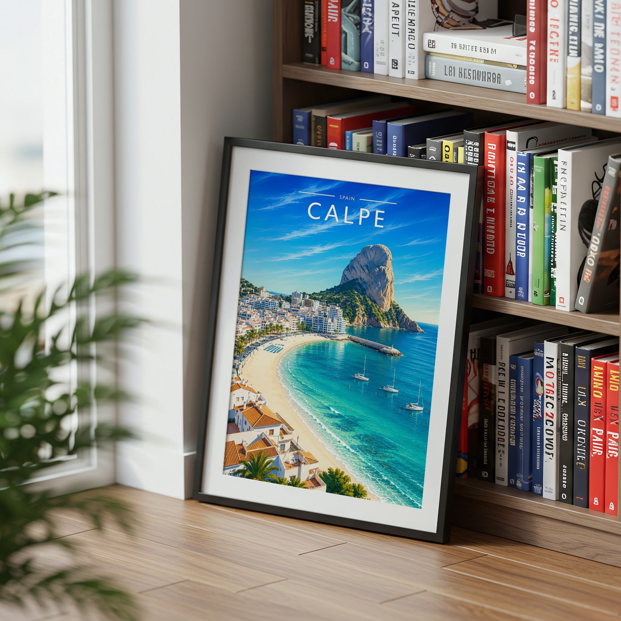 Calpe Travel Poster mounted in a black frame