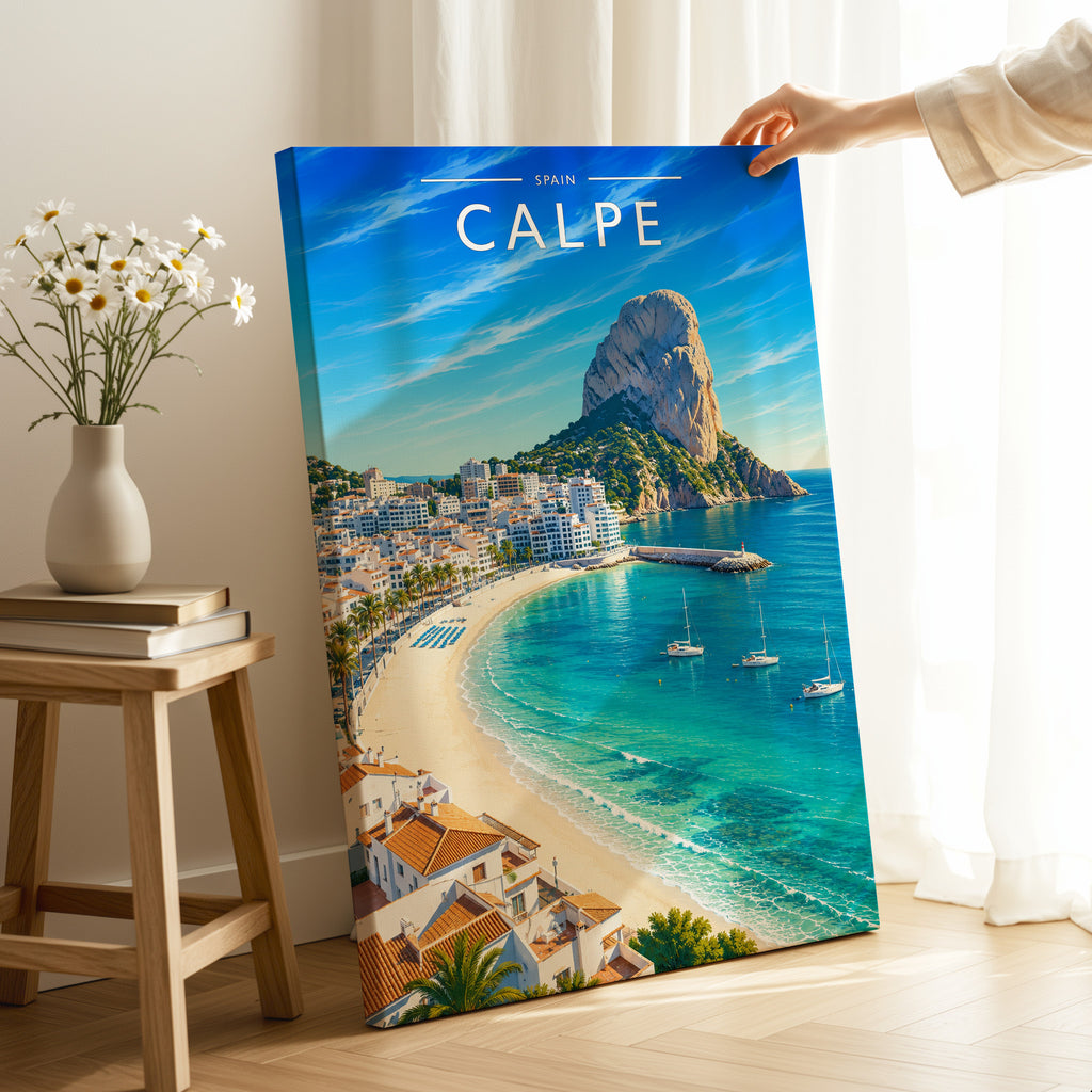 Calpe Travel Poster as a gallery-wrapped canvas