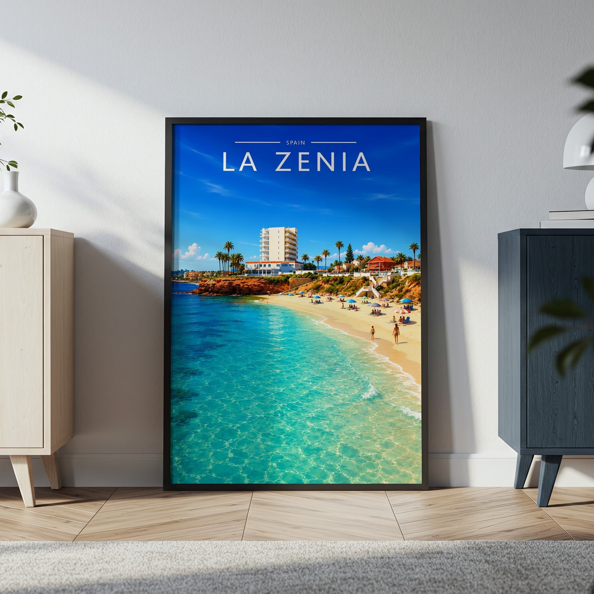 La Zenia Travel Poster in a black frame
