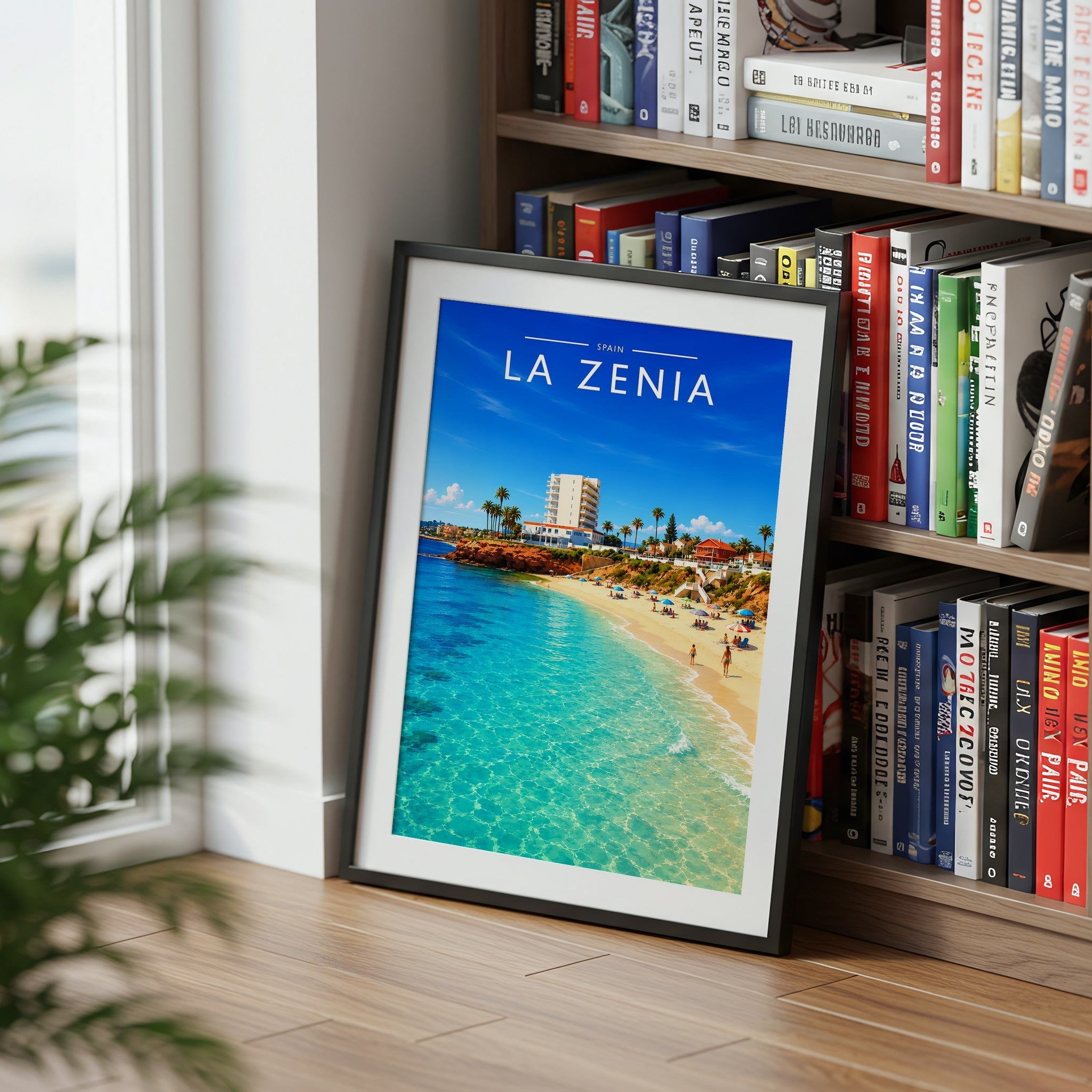 La Zenia Travel Poster mounted in a black frame