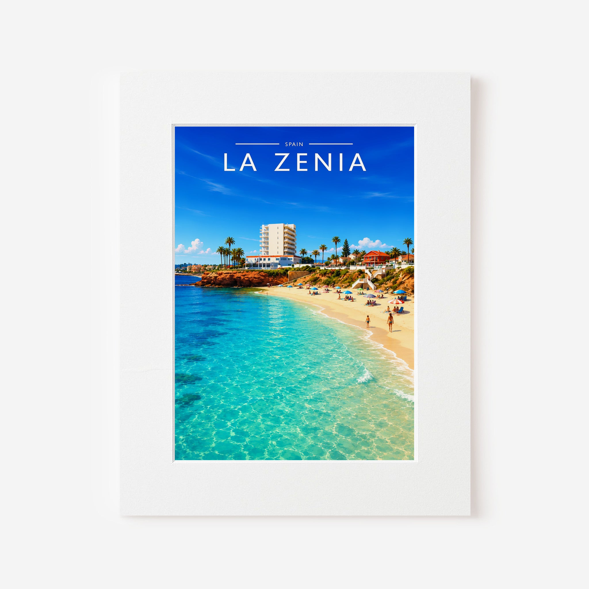 La Zenia Travel Poster in a white mount