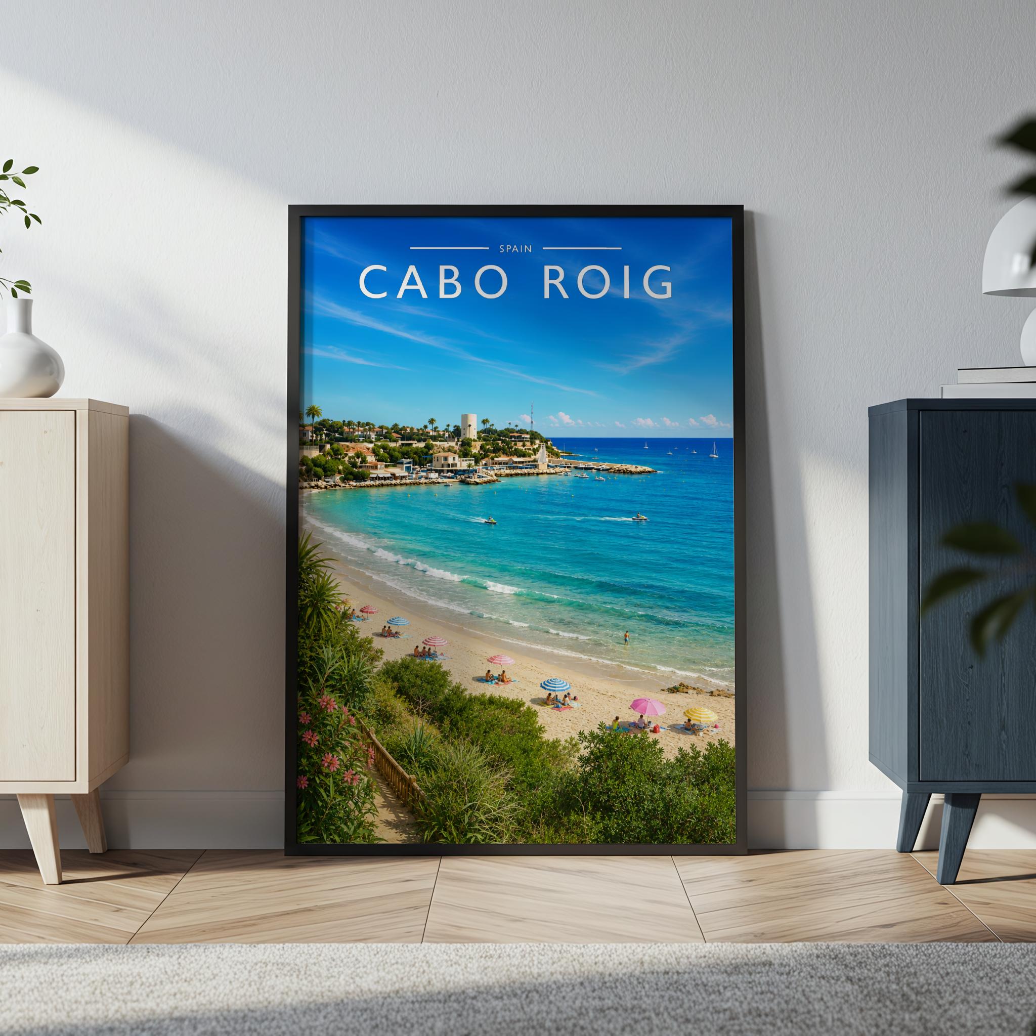 Cabo Roig Travel Poster in a black frame
