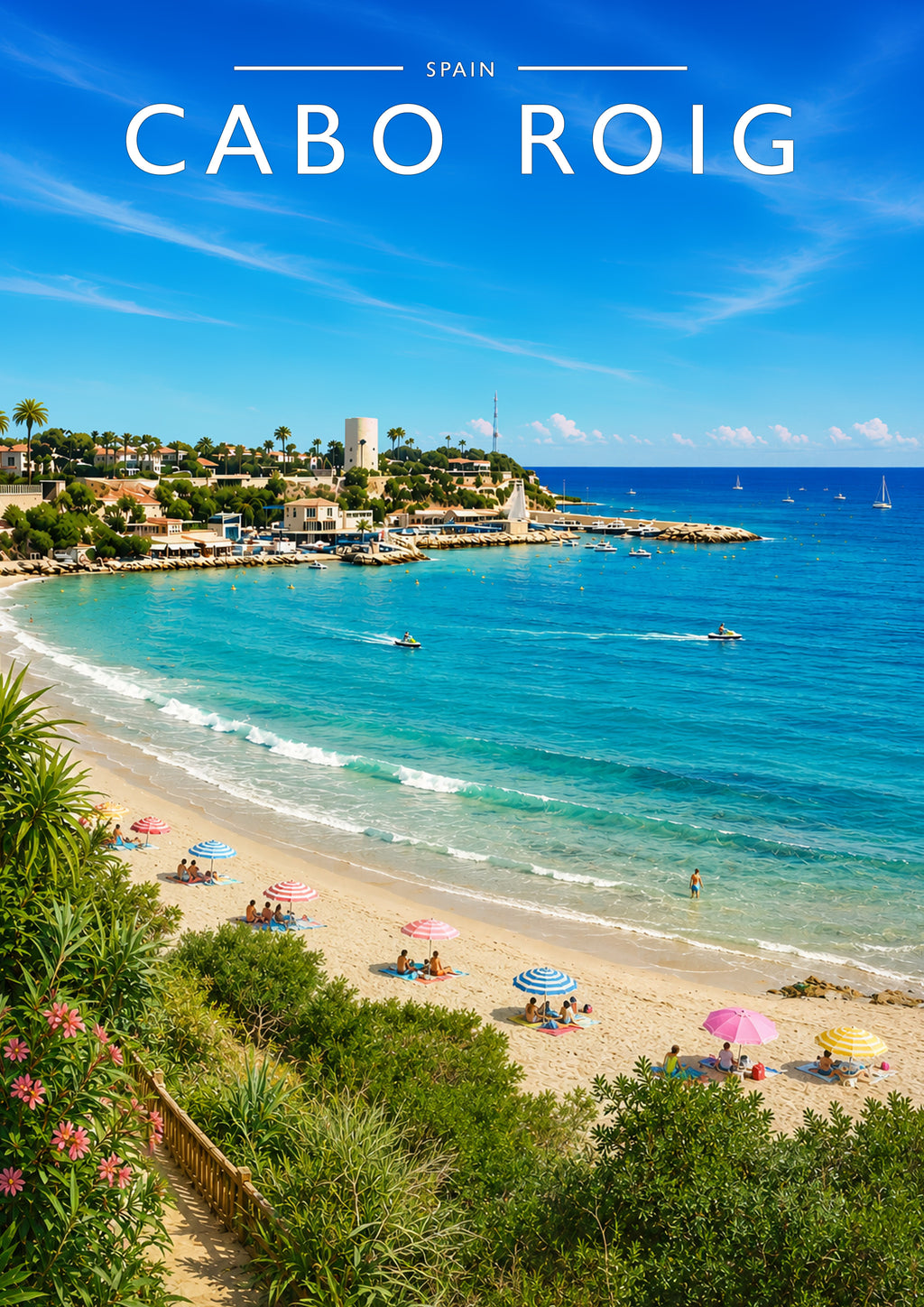 Cabo Roig Travel Poster - A4 travel poster print