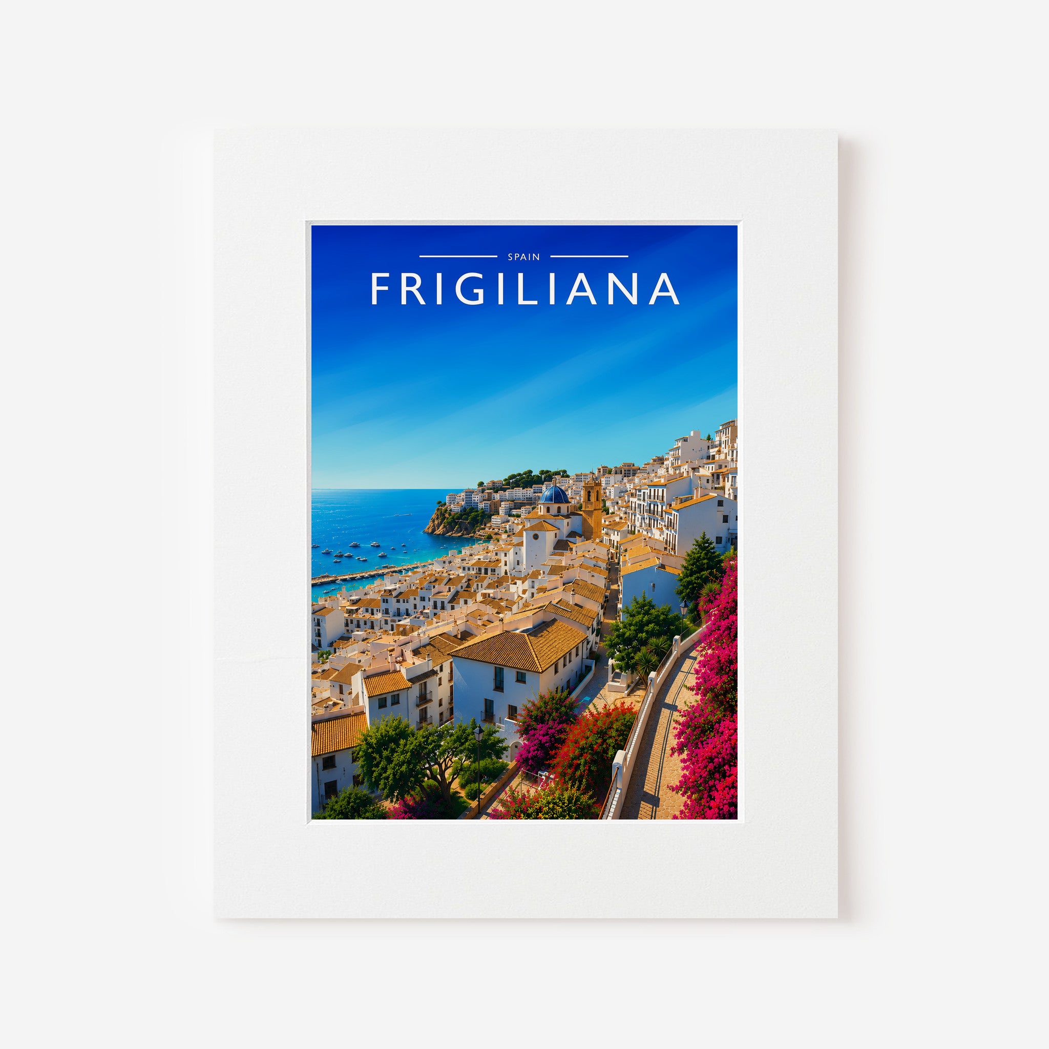 Frigiliana Travel Poster in a white mount