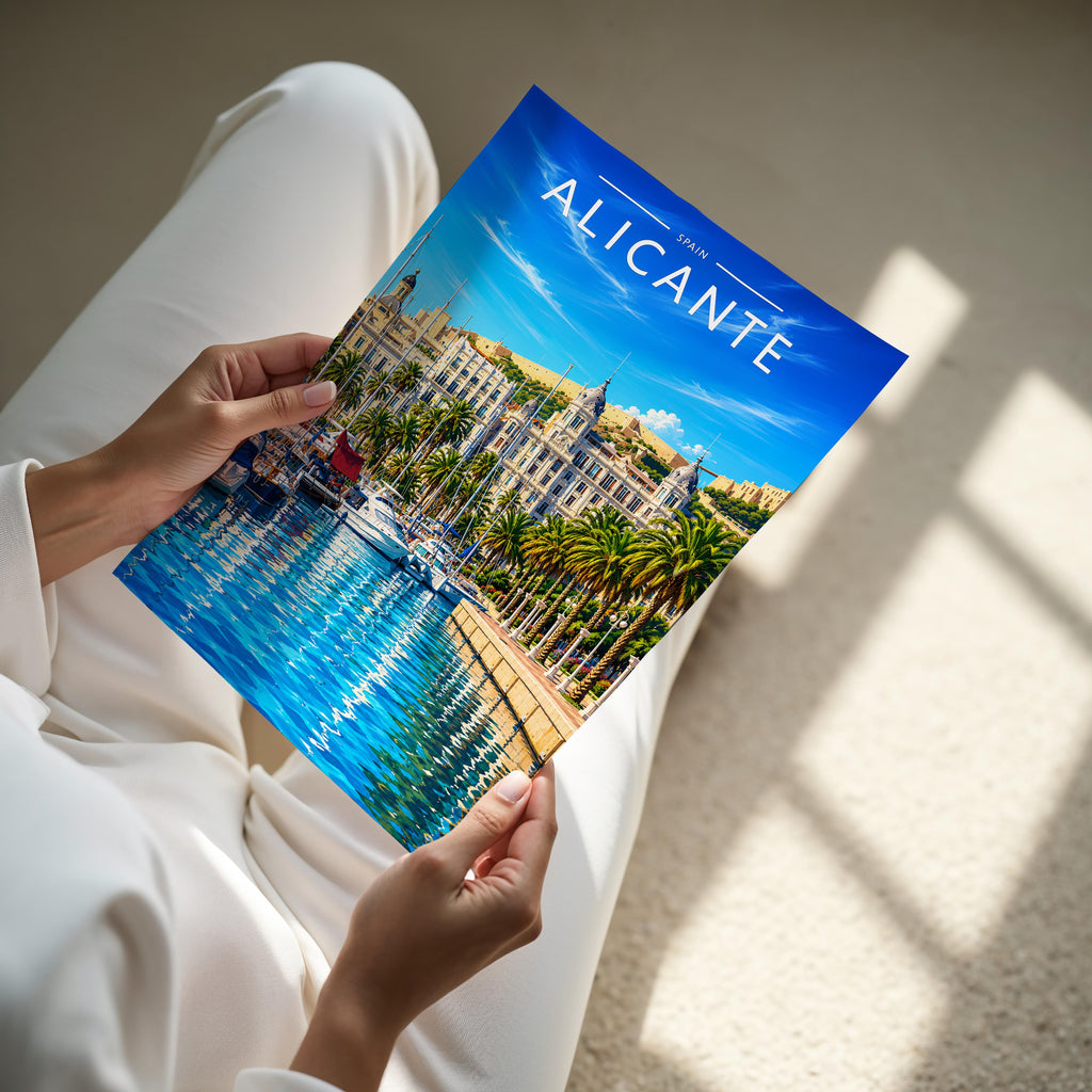 Alicante #5 Travel Poster - A4 print held in hand