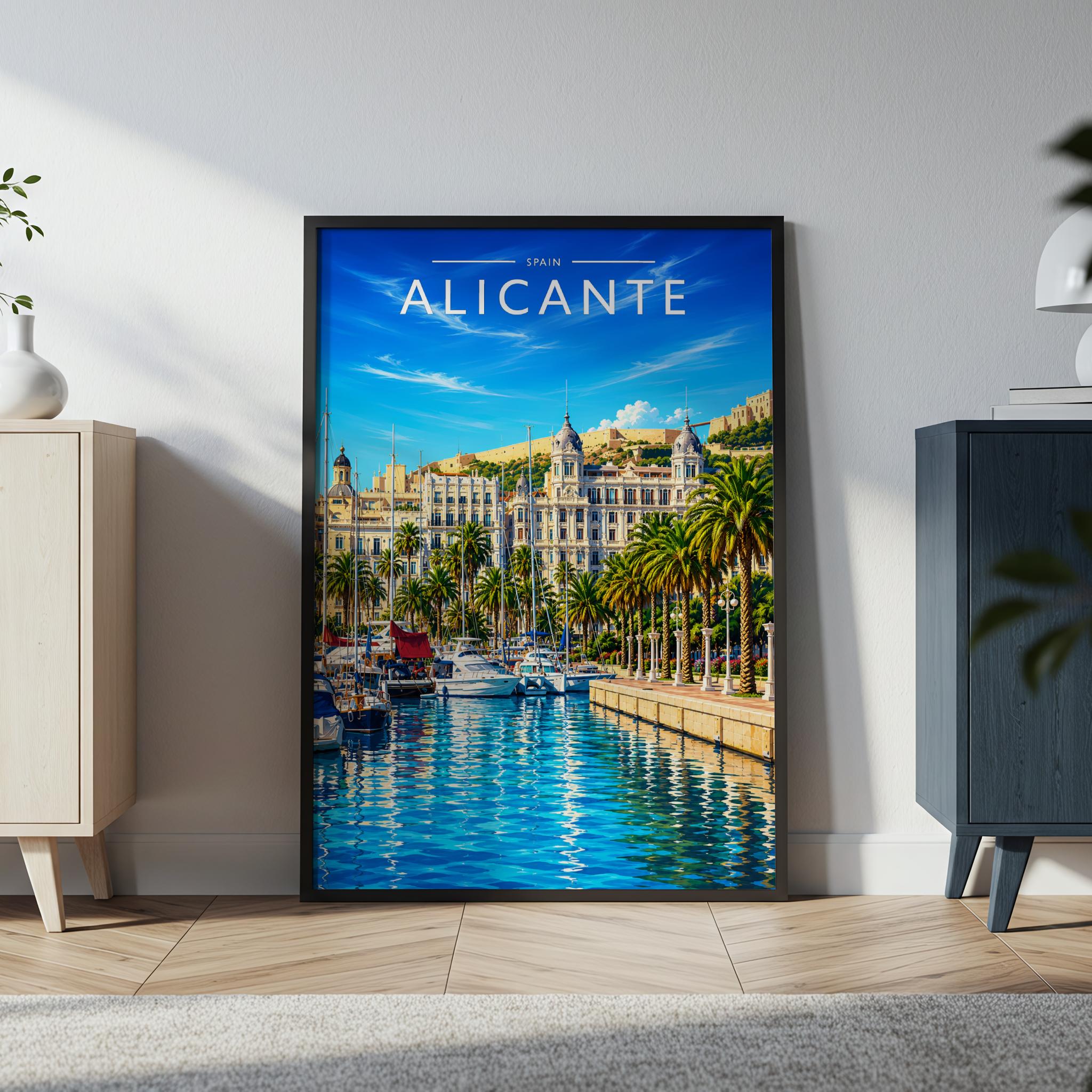 Alicante #5 Travel Poster in a black frame