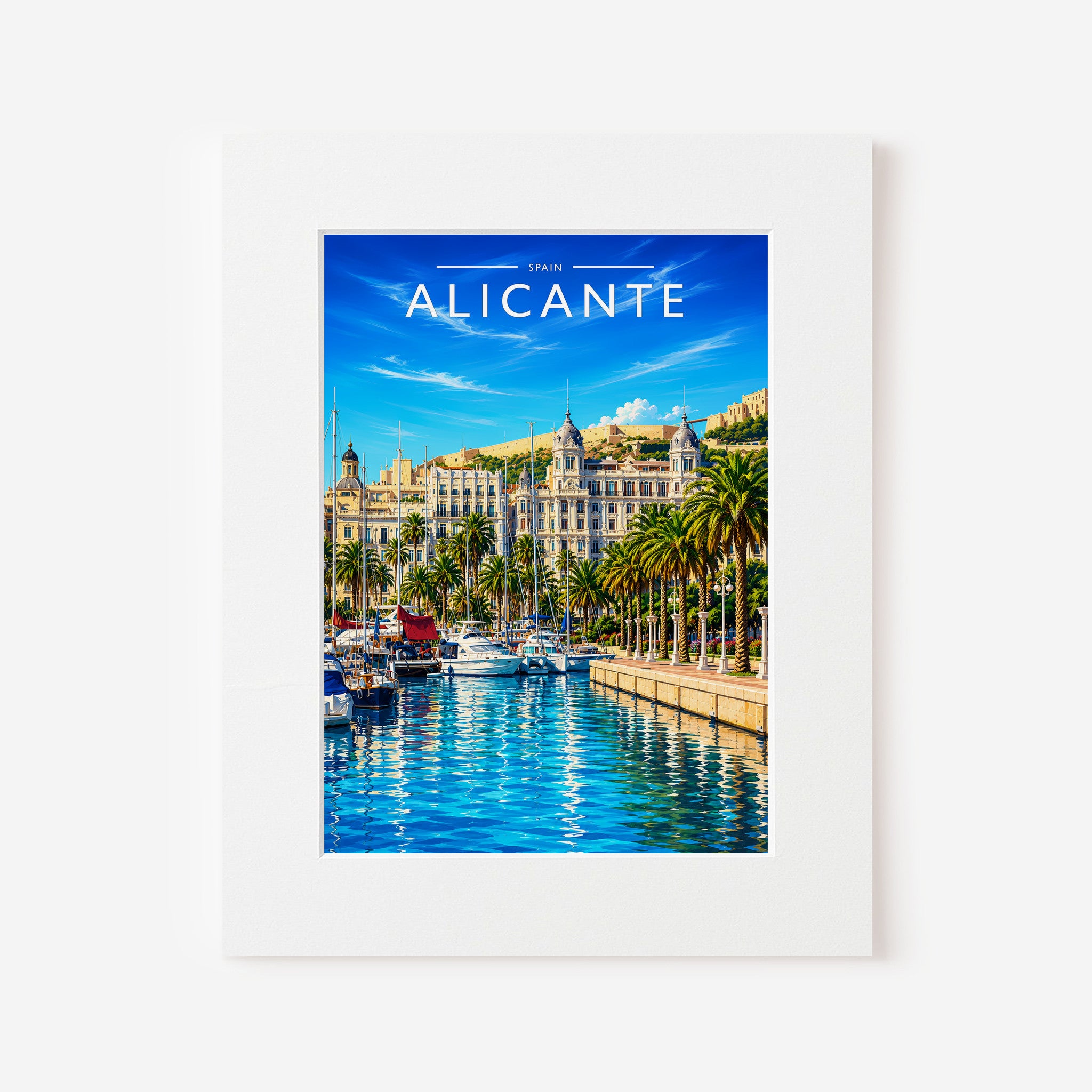 Alicante #5 Travel Poster in a white mount