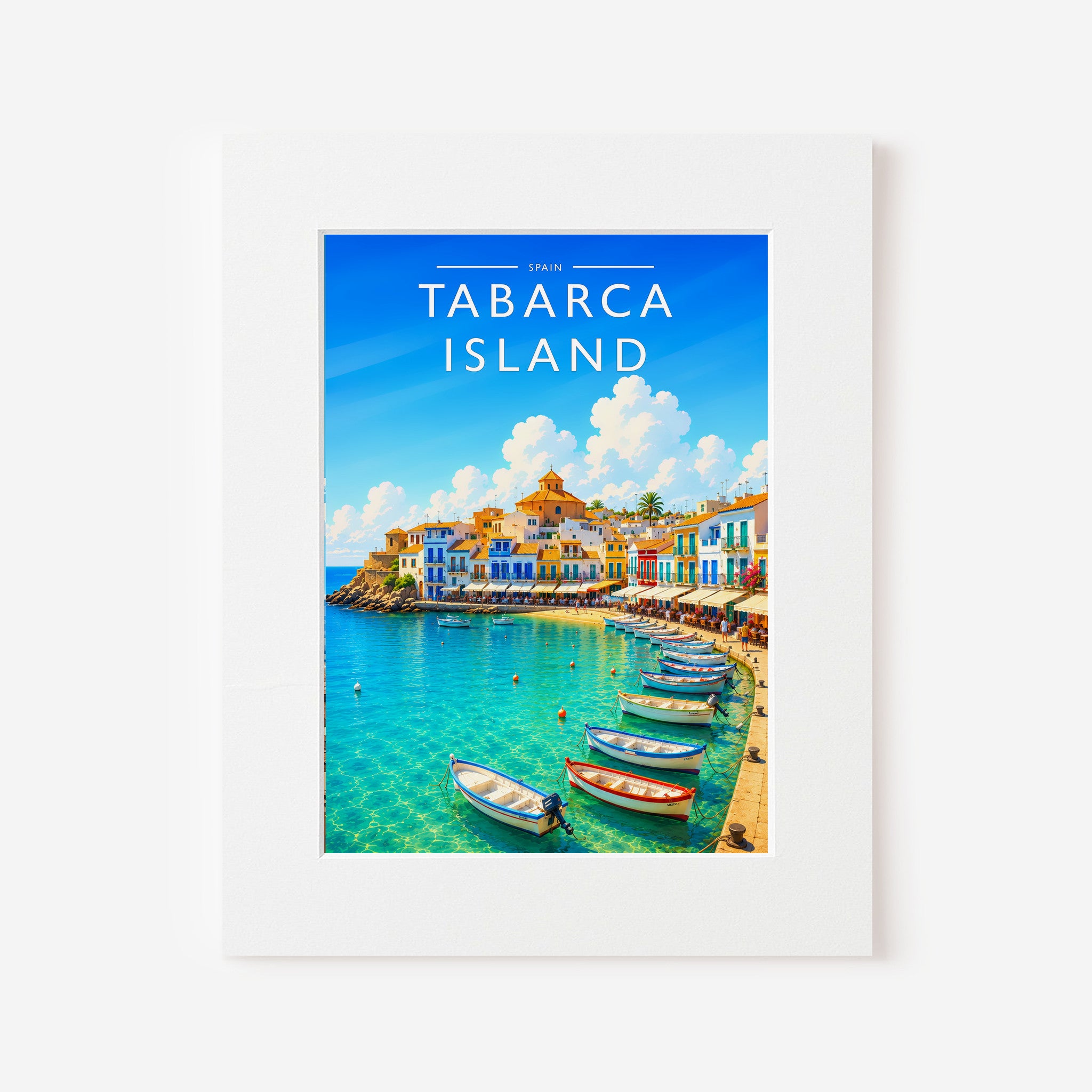Tabarca Island Travel Poster in a white mount