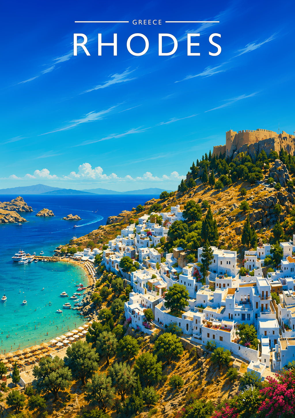 Rhodes #2 Travel Poster - A4 travel poster print