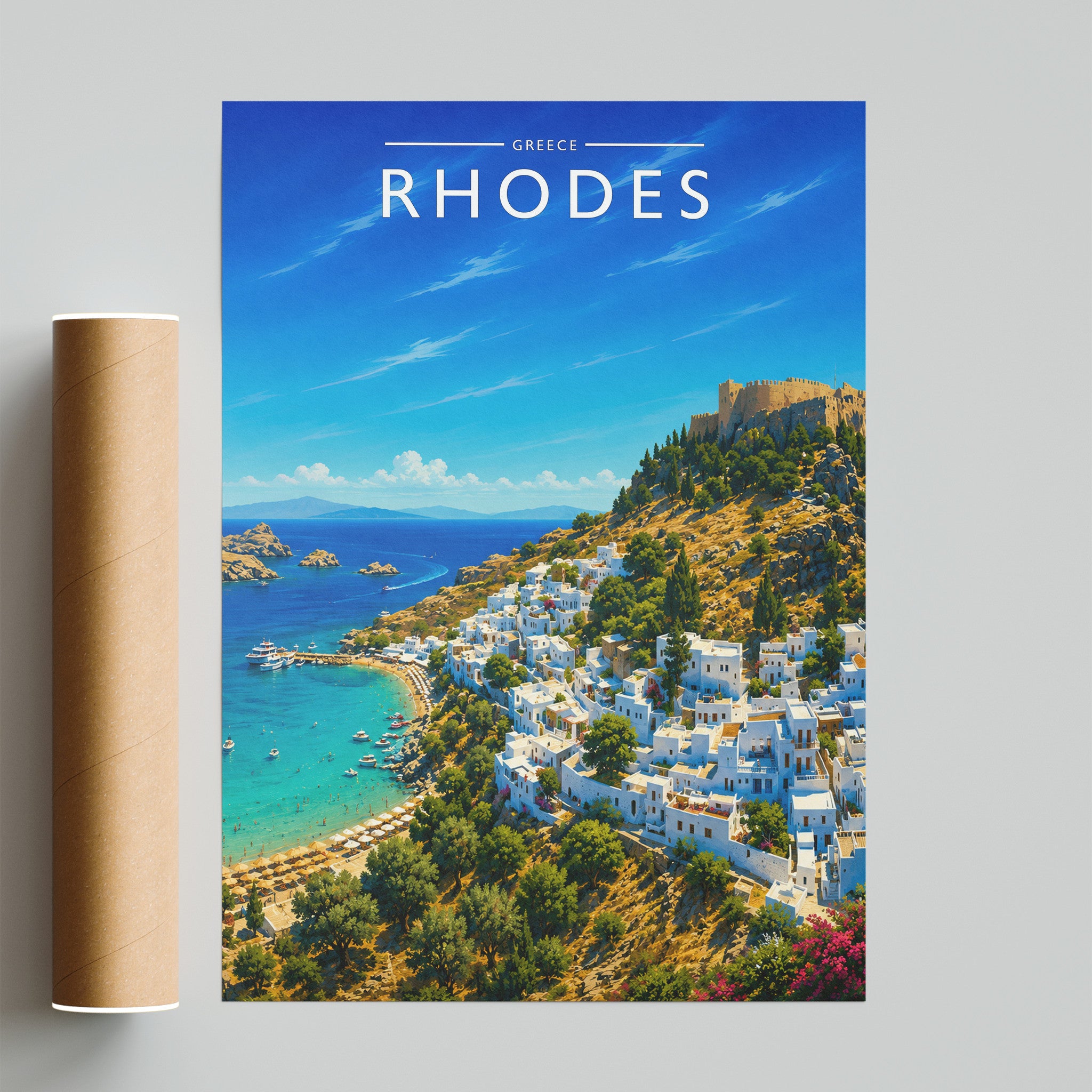 Rhodes #2 Travel Poster - fine art print with shipping tube