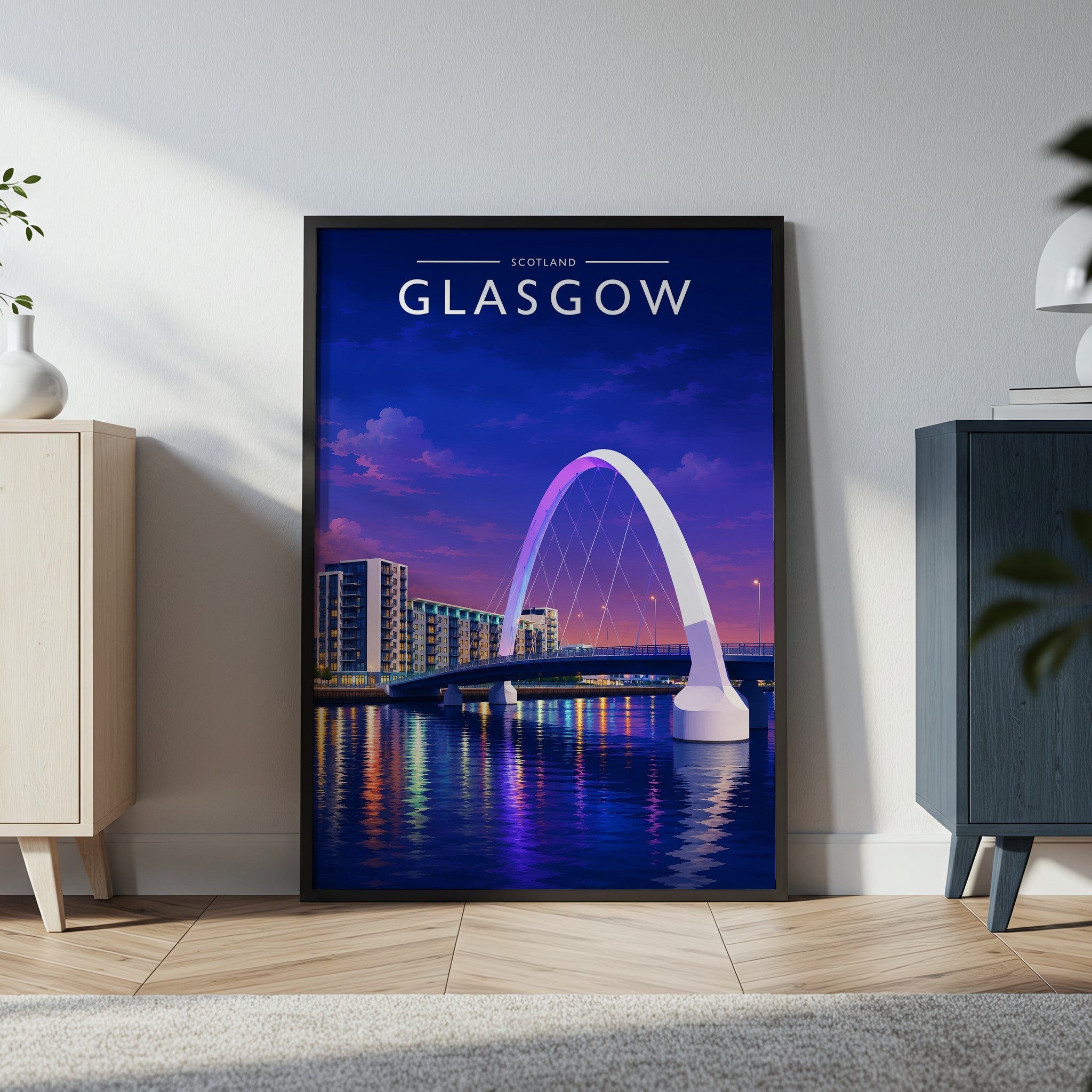 Glasgow #2 Travel Poster in a black frame