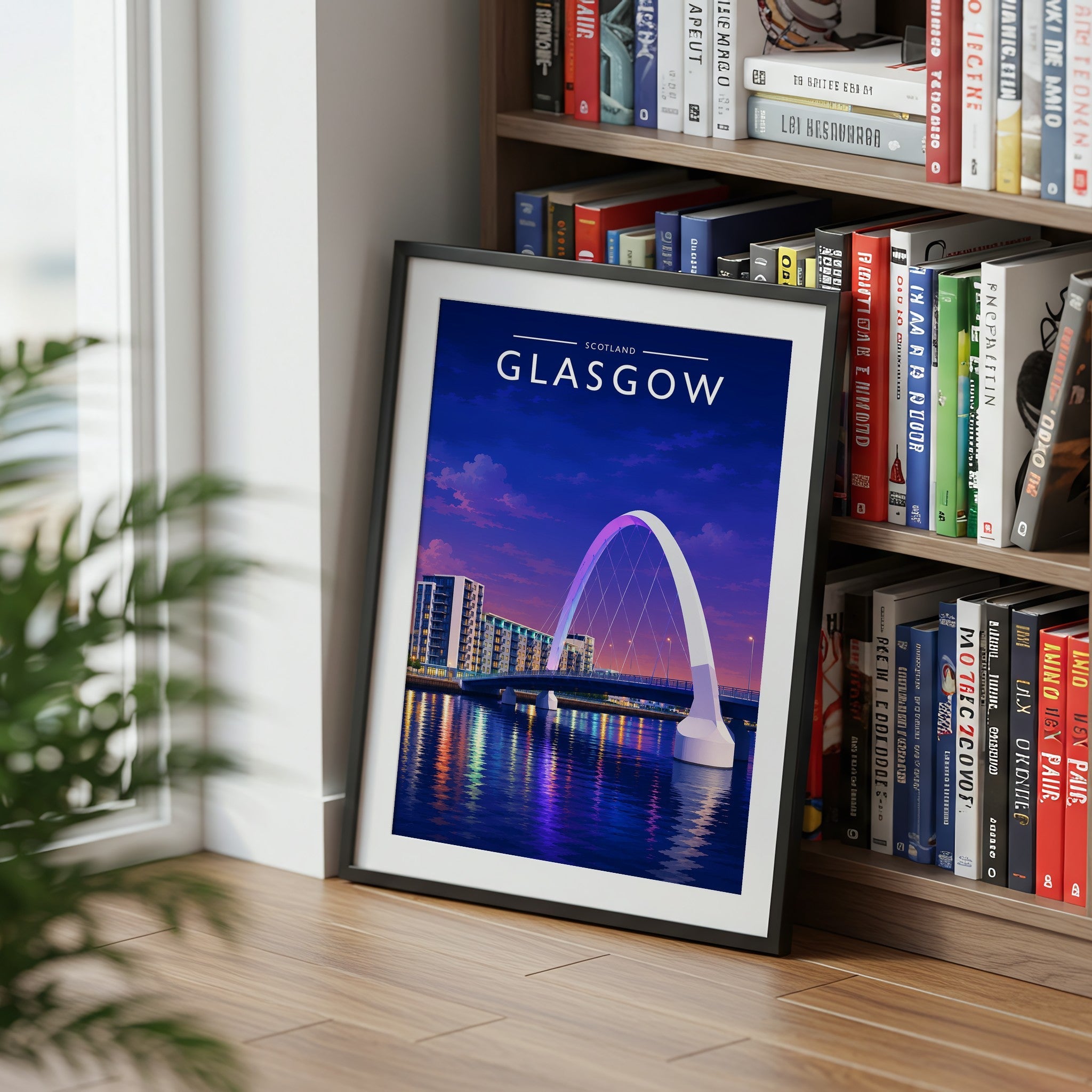 Glasgow #2 Travel Poster mounted in a black frame