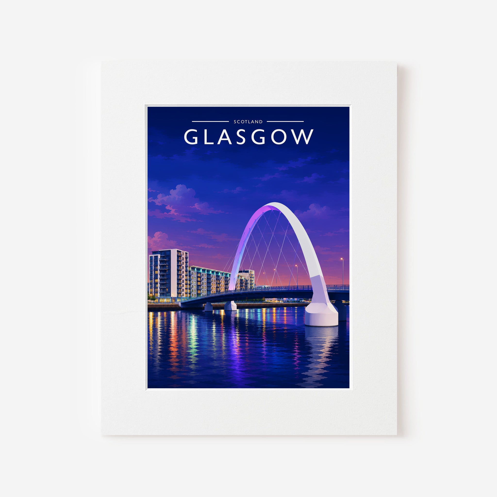 Glasgow #2 Travel Poster in a white mount