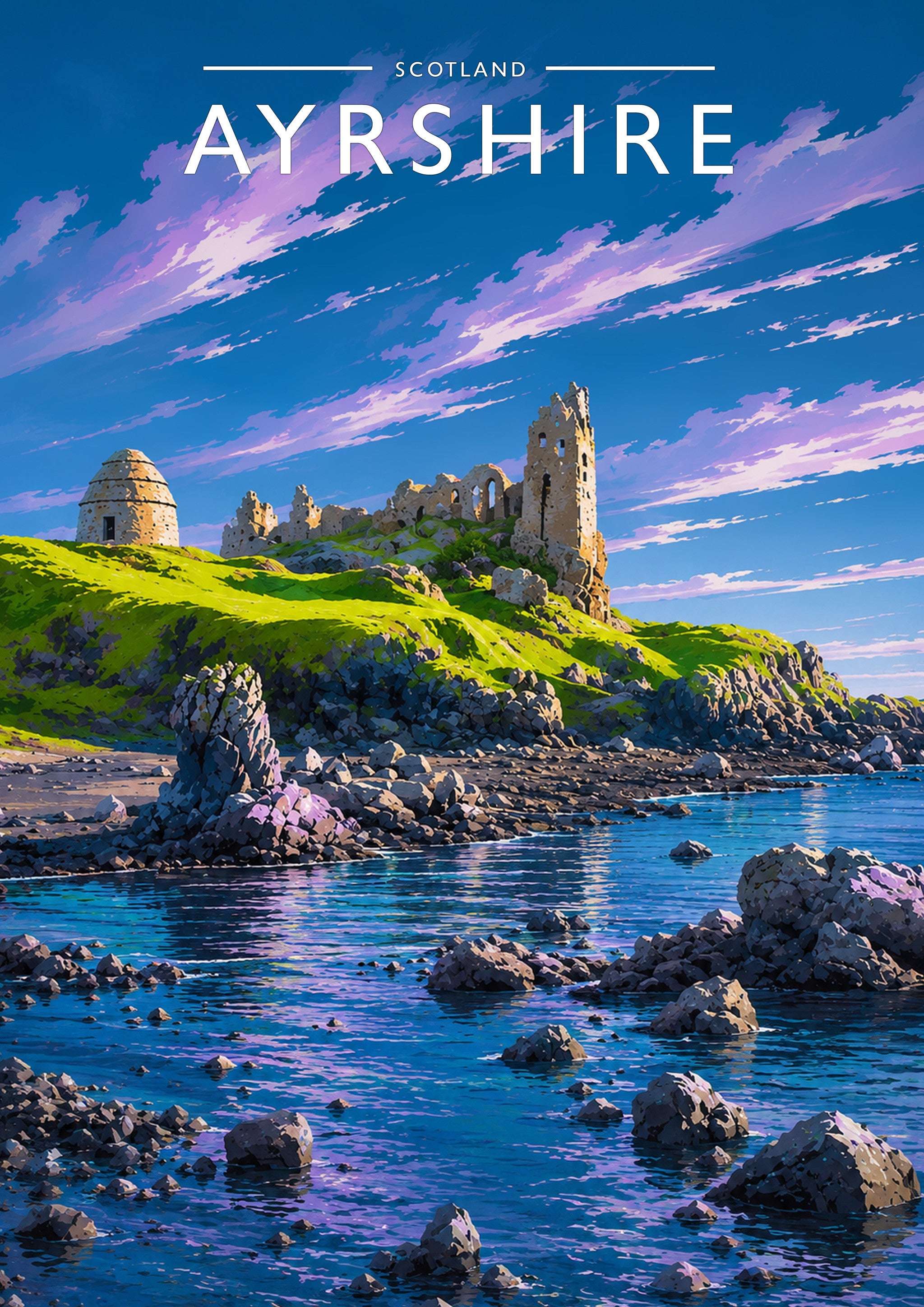 Ayrshire Travel Poster - A4 travel poster print