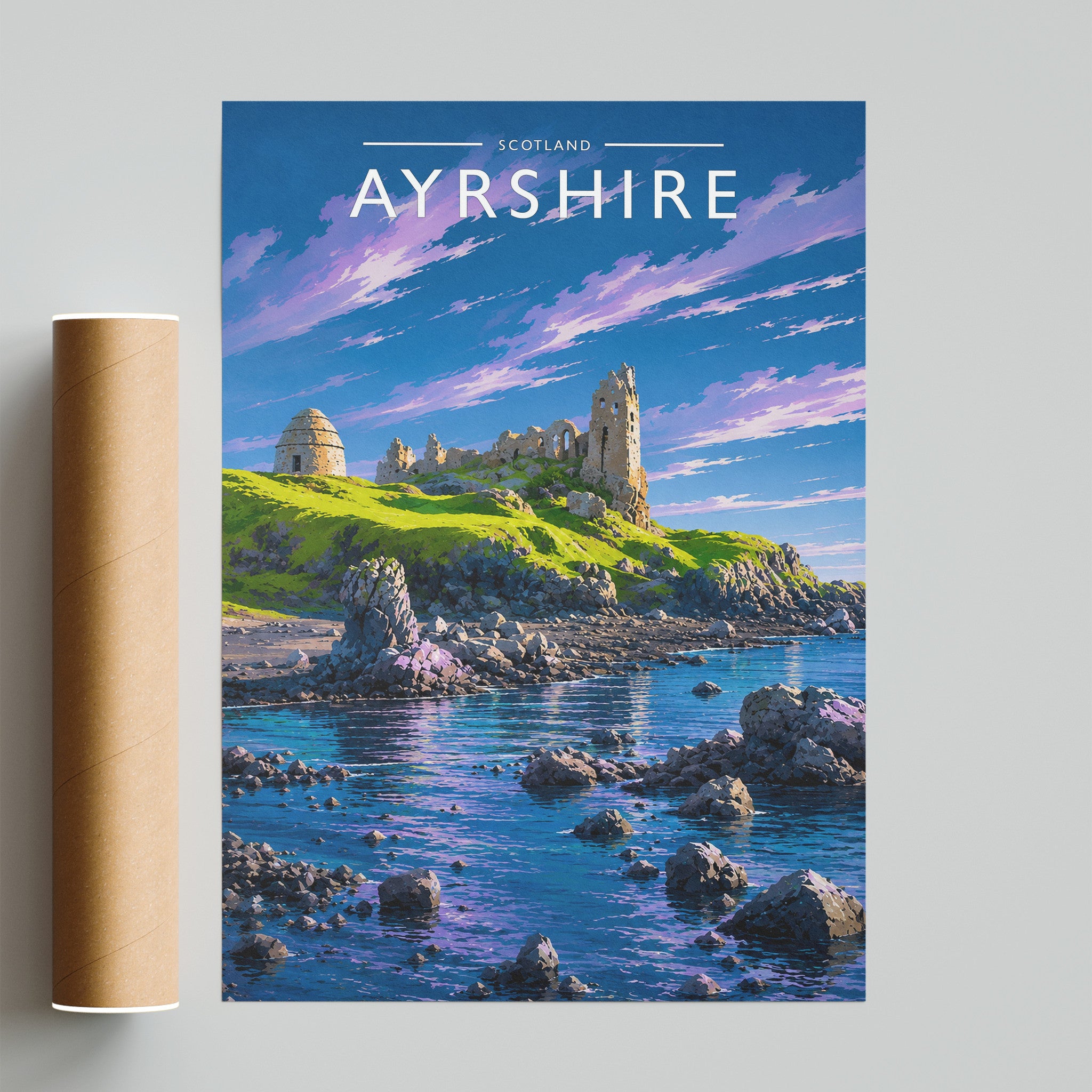 Ayrshire Travel Poster - fine art print with shipping tube