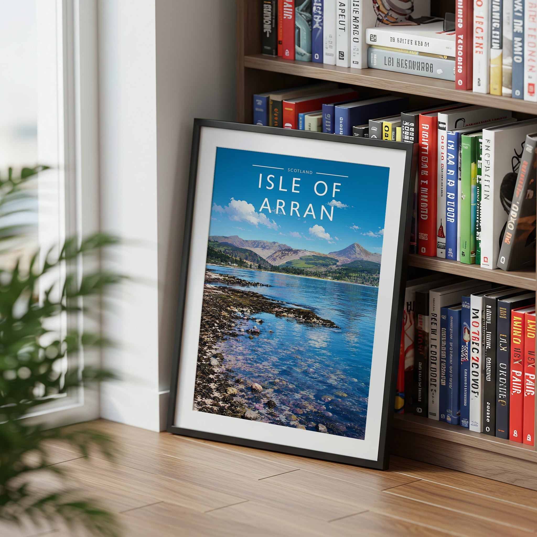 Isle of Arran Travel Poster mounted in a black frame