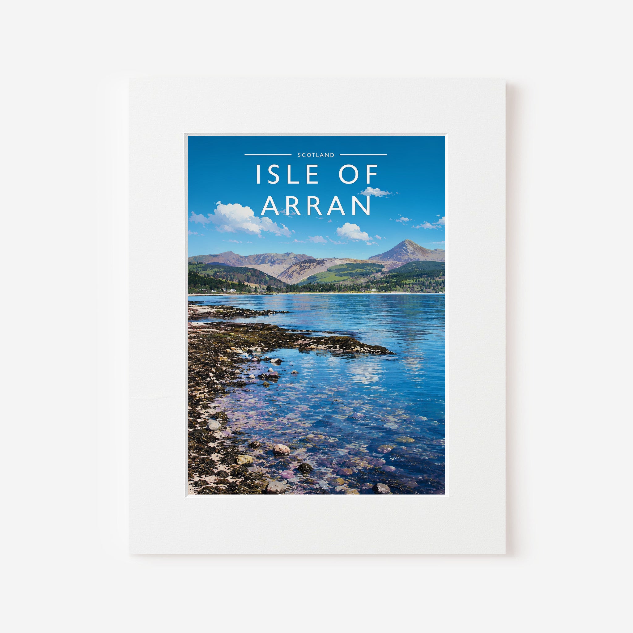 Isle of Arran Travel Poster in a white mount