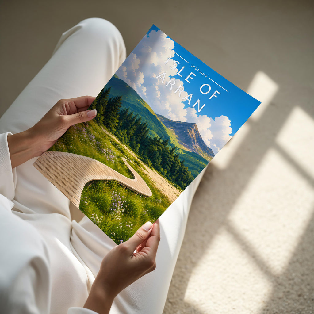 Isle of Arran #2 Travel Poster - A4 print held in hand