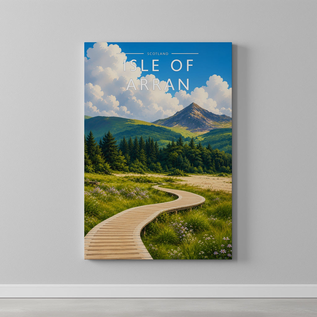 Isle of Arran #2 Travel Poster as a gallery-wrapped canvas on a plain wall