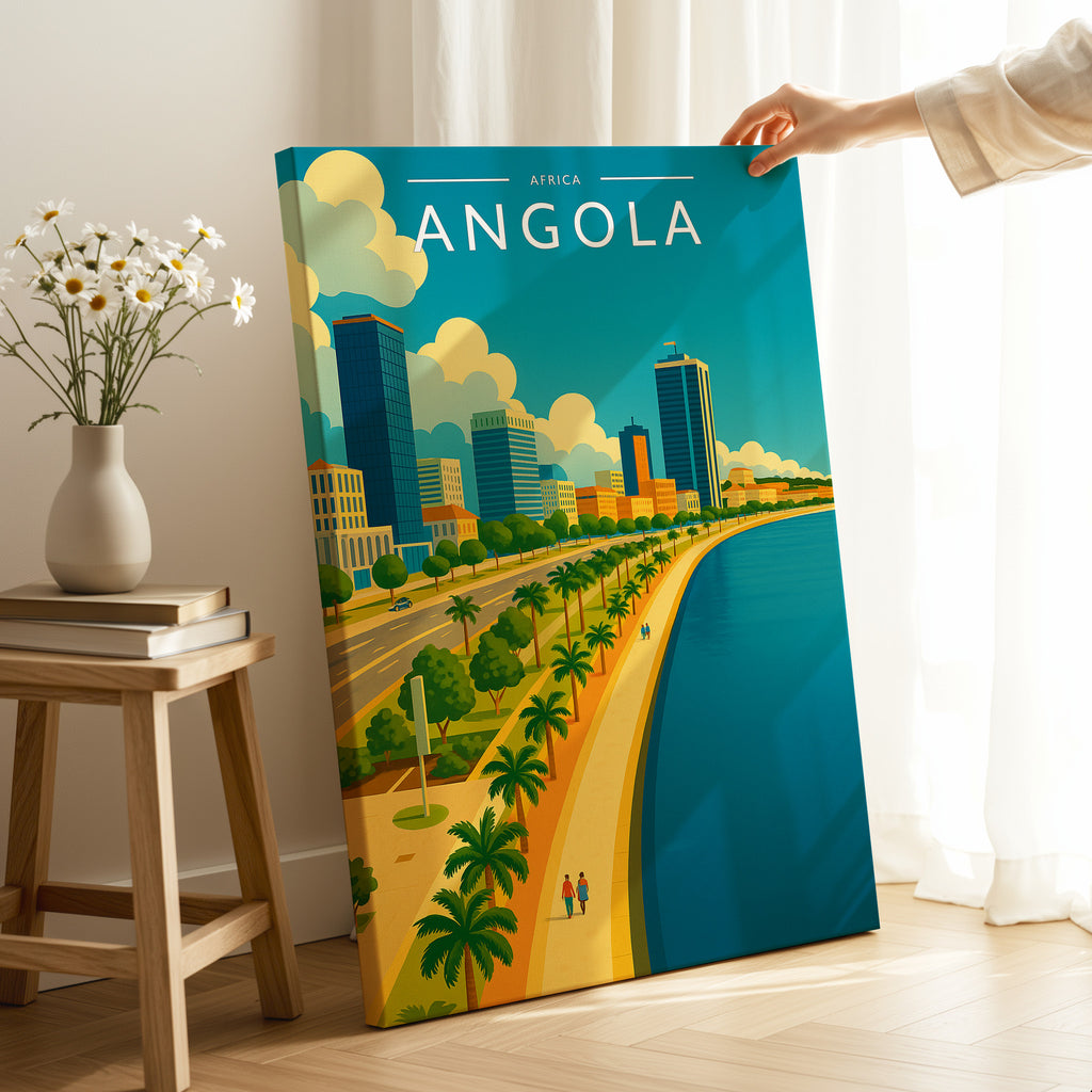 Angola Travel Poster as a gallery-wrapped canvas