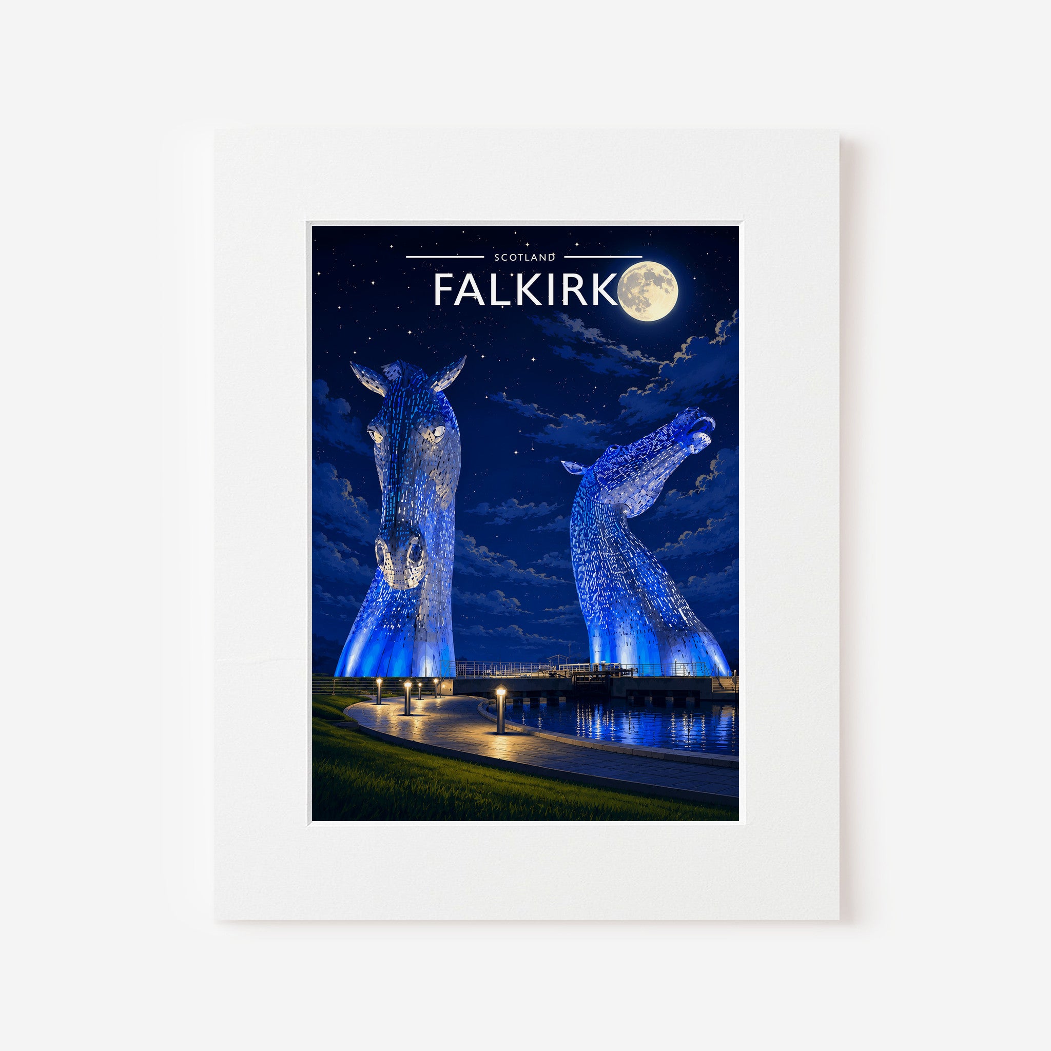 Falkirk Travel Poster in a white mount