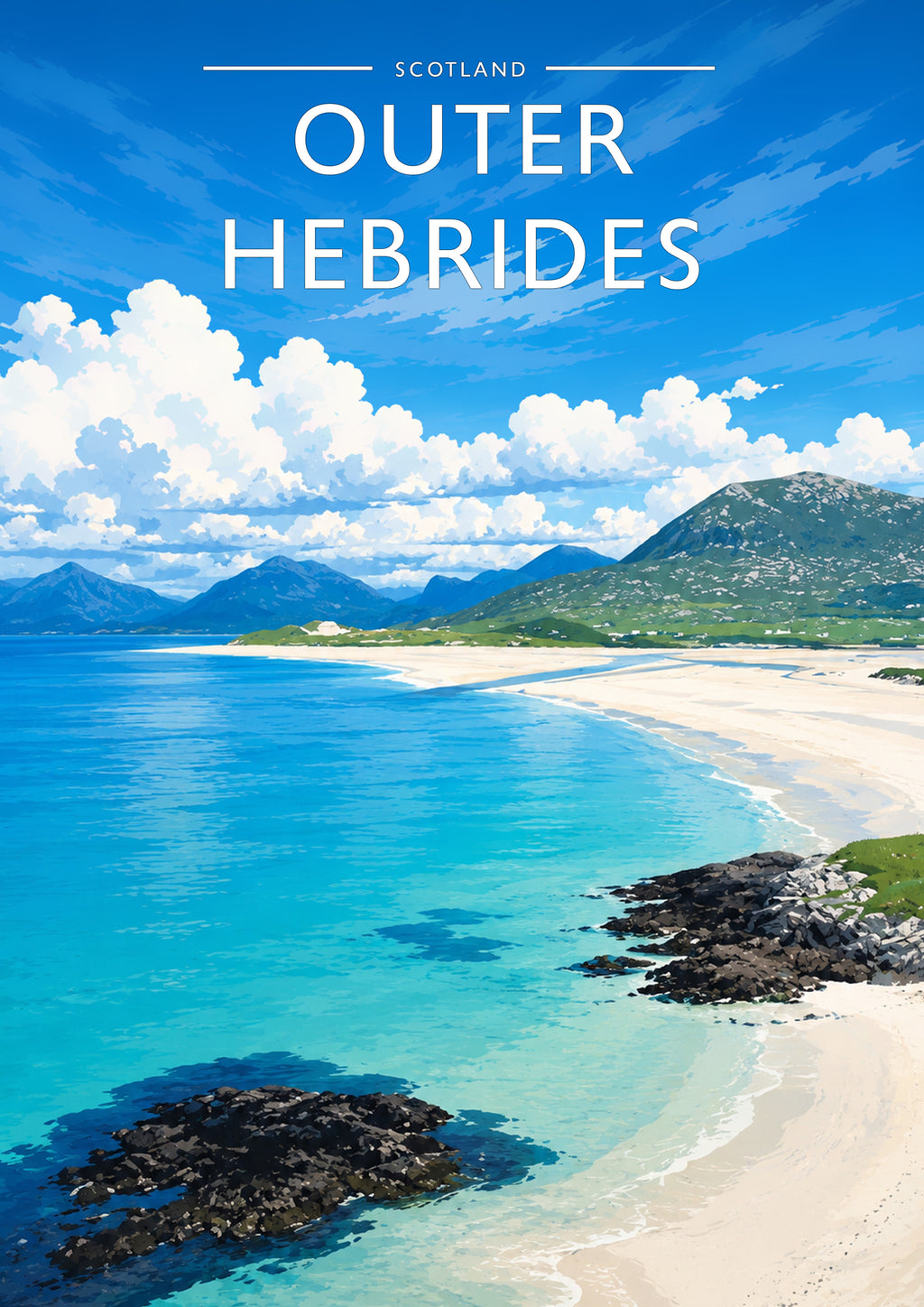 Outer Hebrides Travel Poster - A4 travel poster print