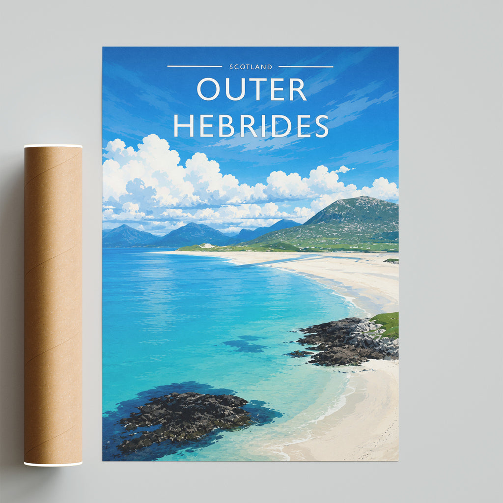 Outer Hebrides Travel Poster - fine art print with shipping tube
