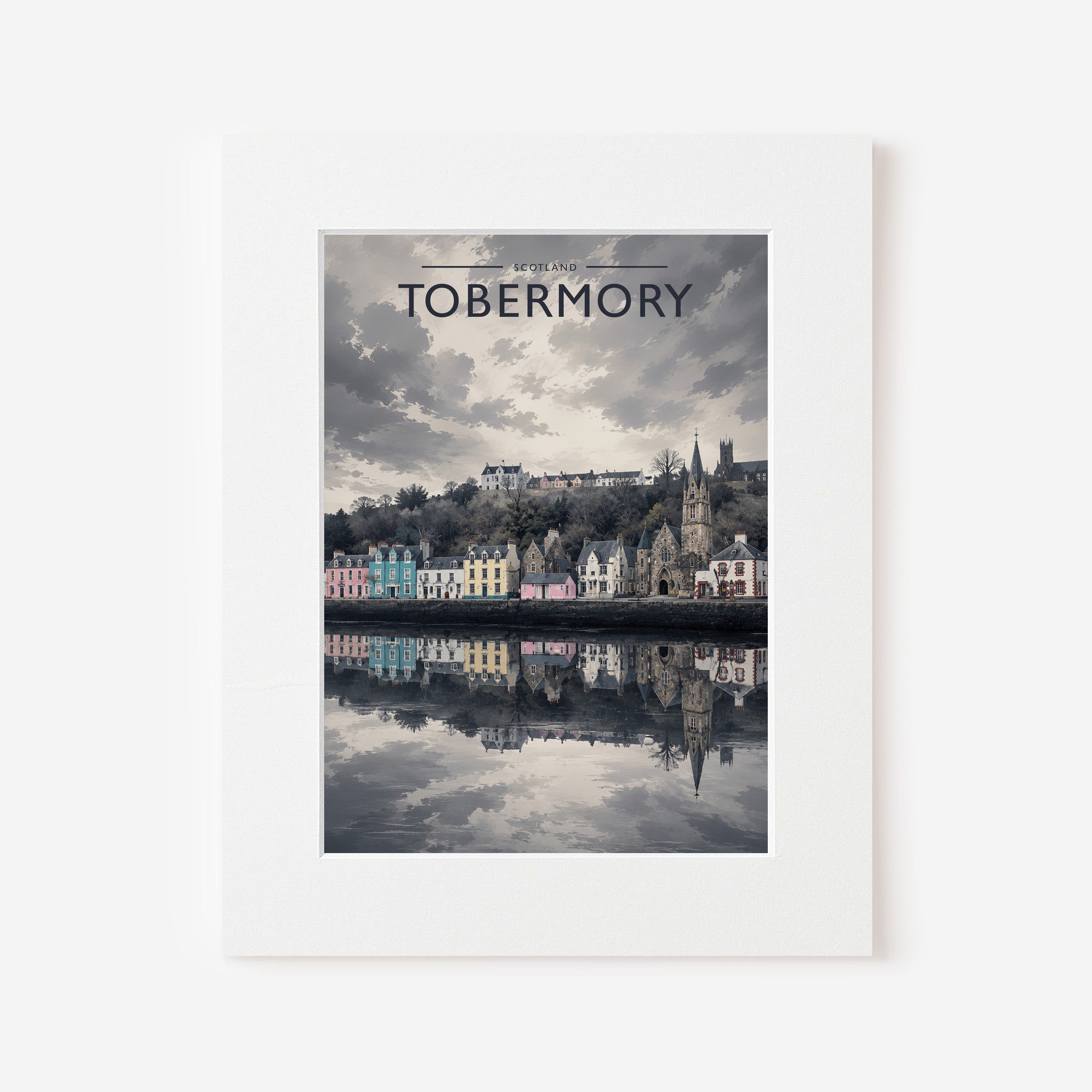 Tobermory Travel Poster in a white mount
