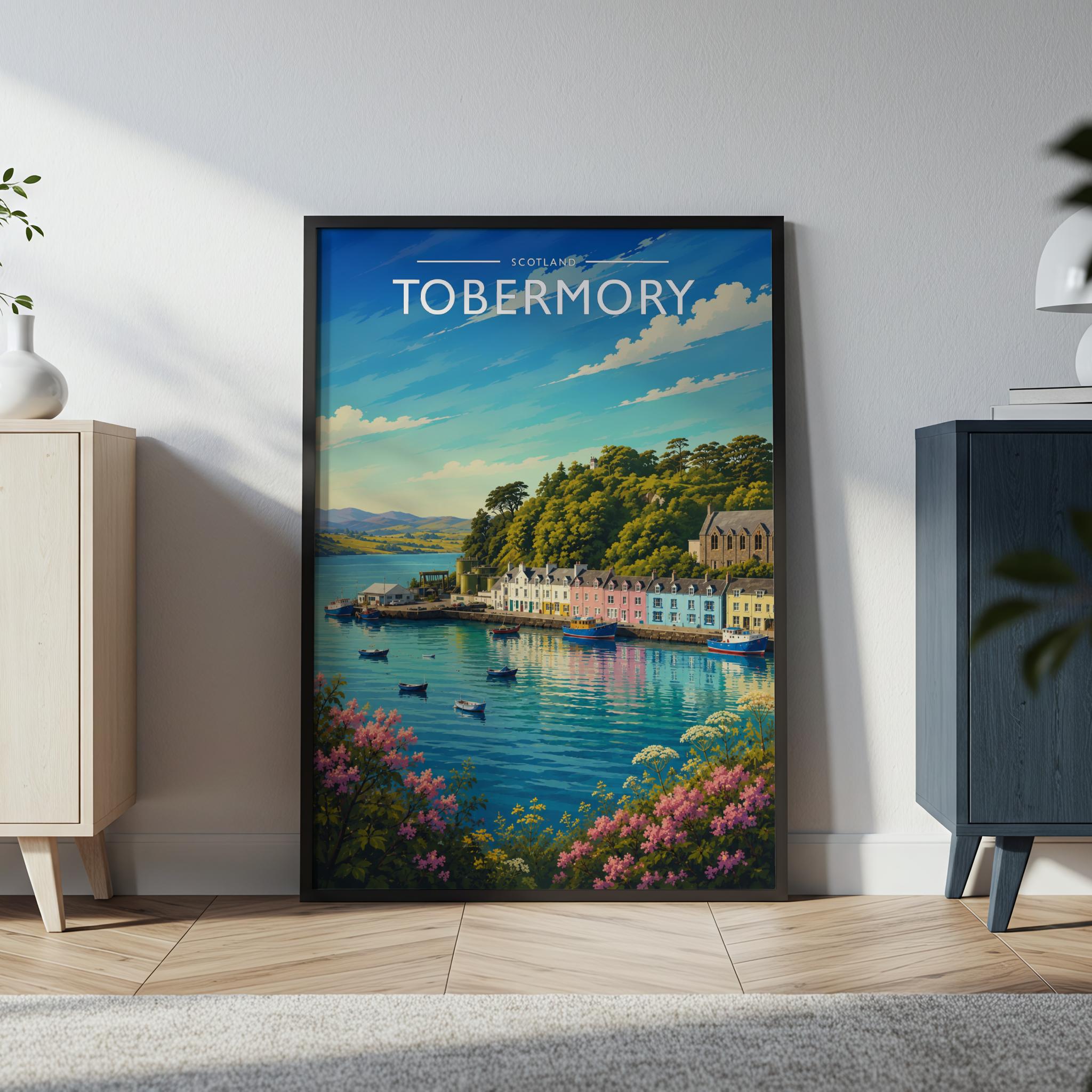 Tobermory #2 Travel Poster in a black frame