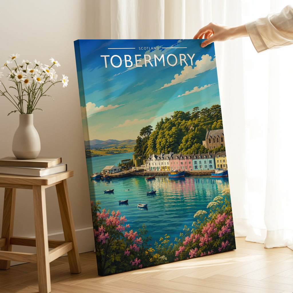 Tobermory #2 Travel Poster as a gallery-wrapped canvas