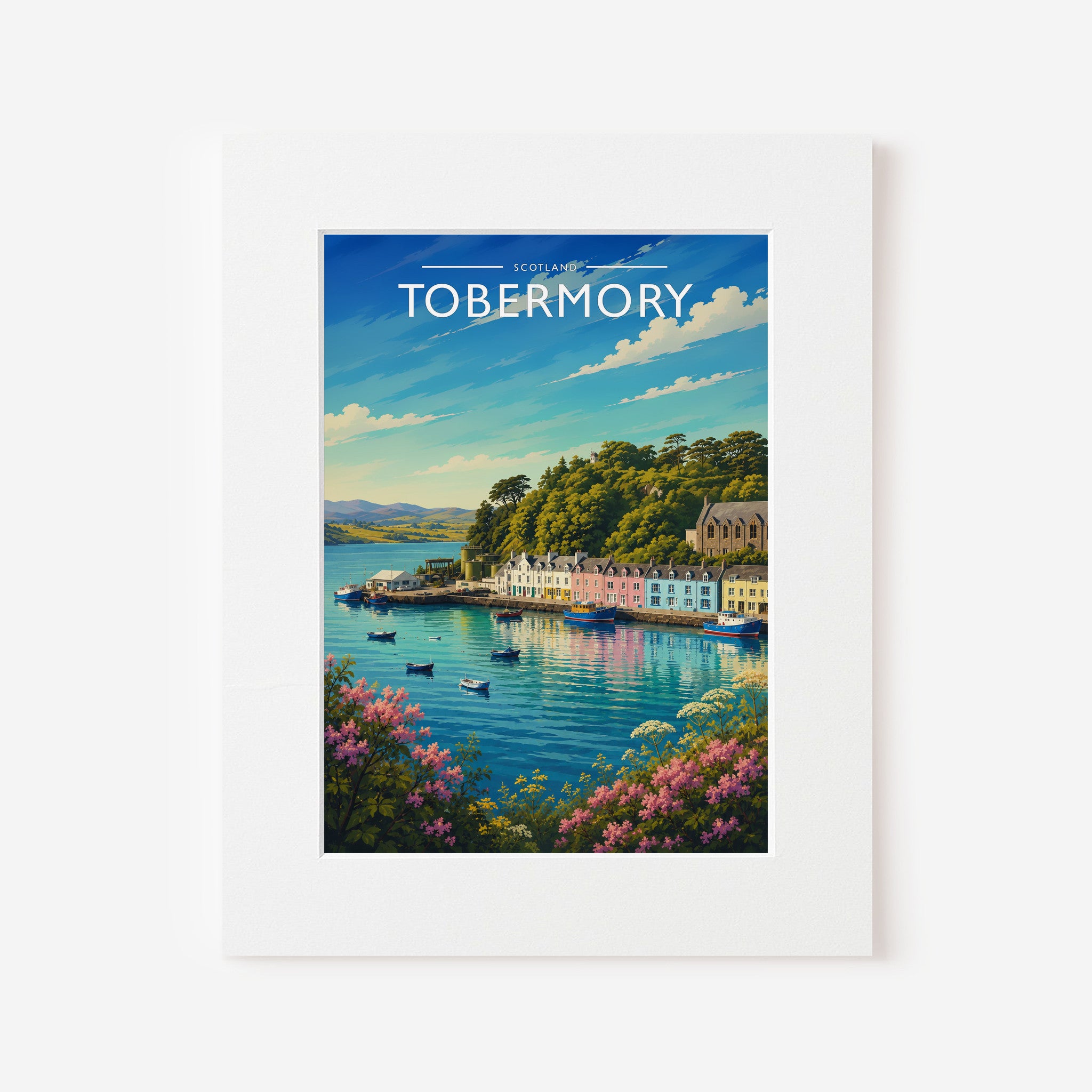 Tobermory #2 Travel Poster in a white mount