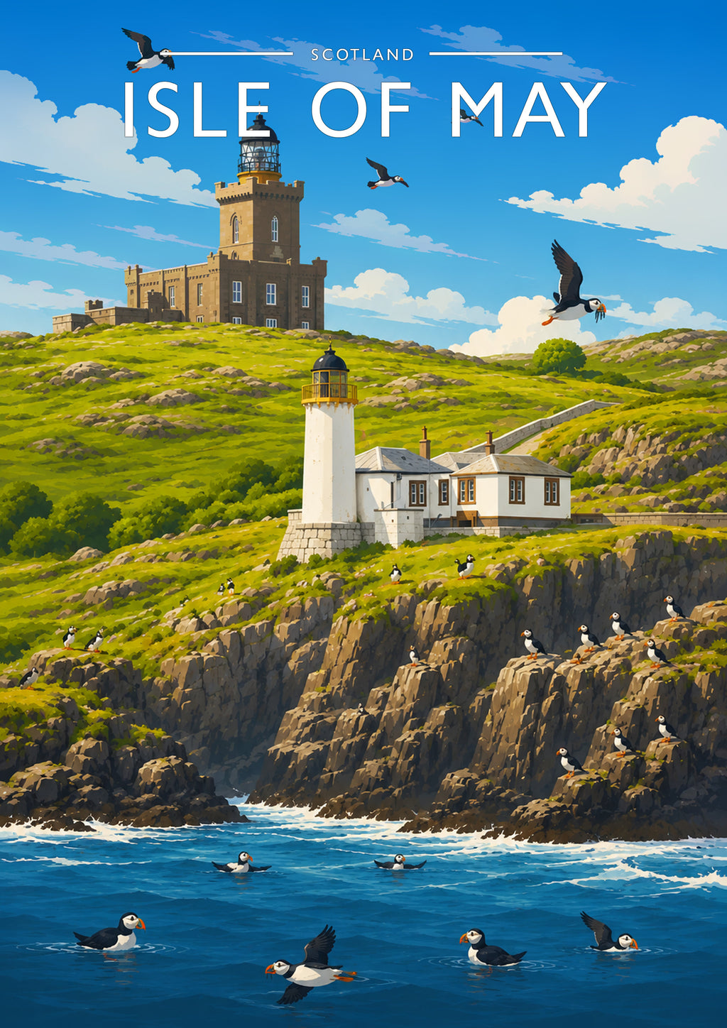 Isle of May Travel Poster - A4 travel poster print