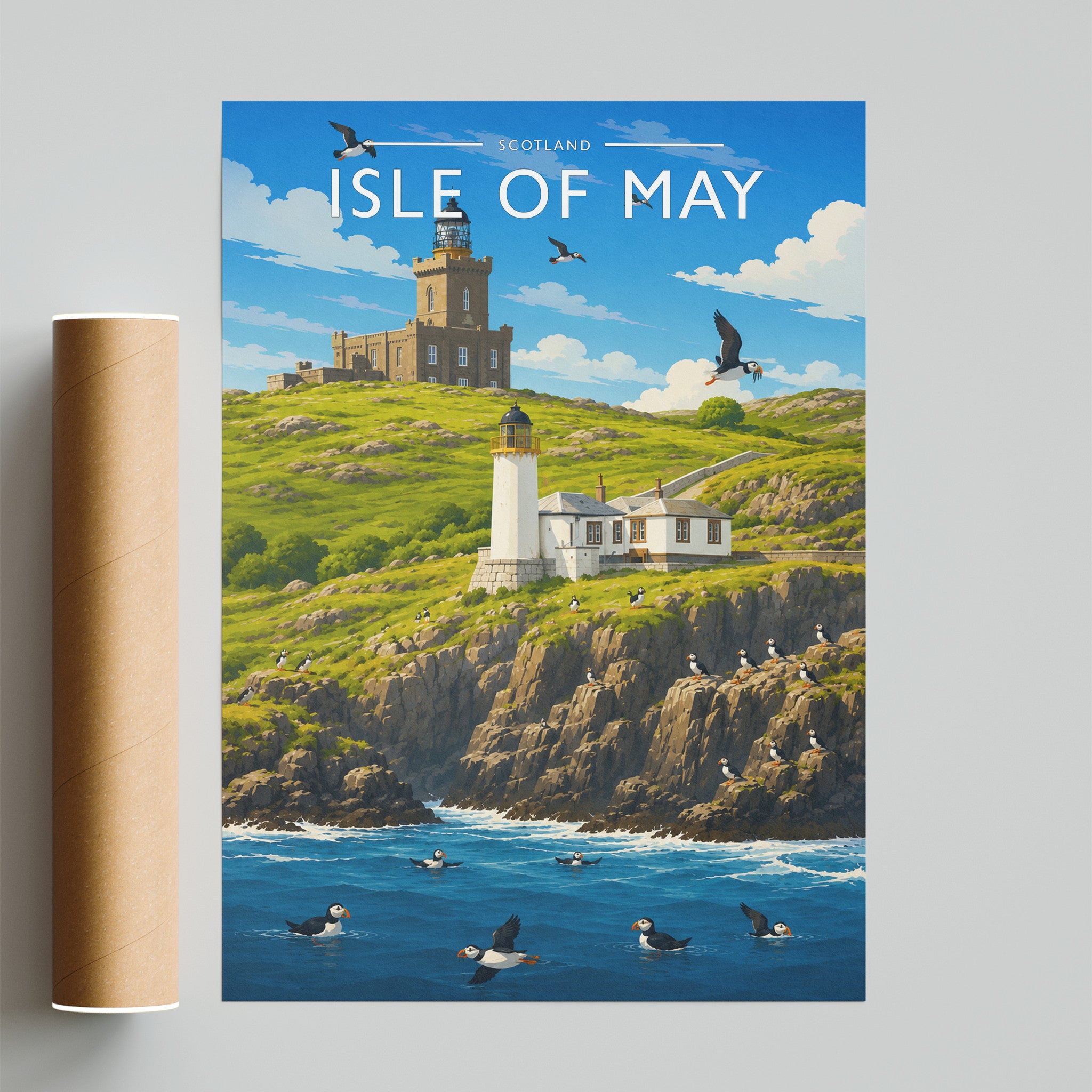 Isle of May Travel Poster - fine art print with shipping tube