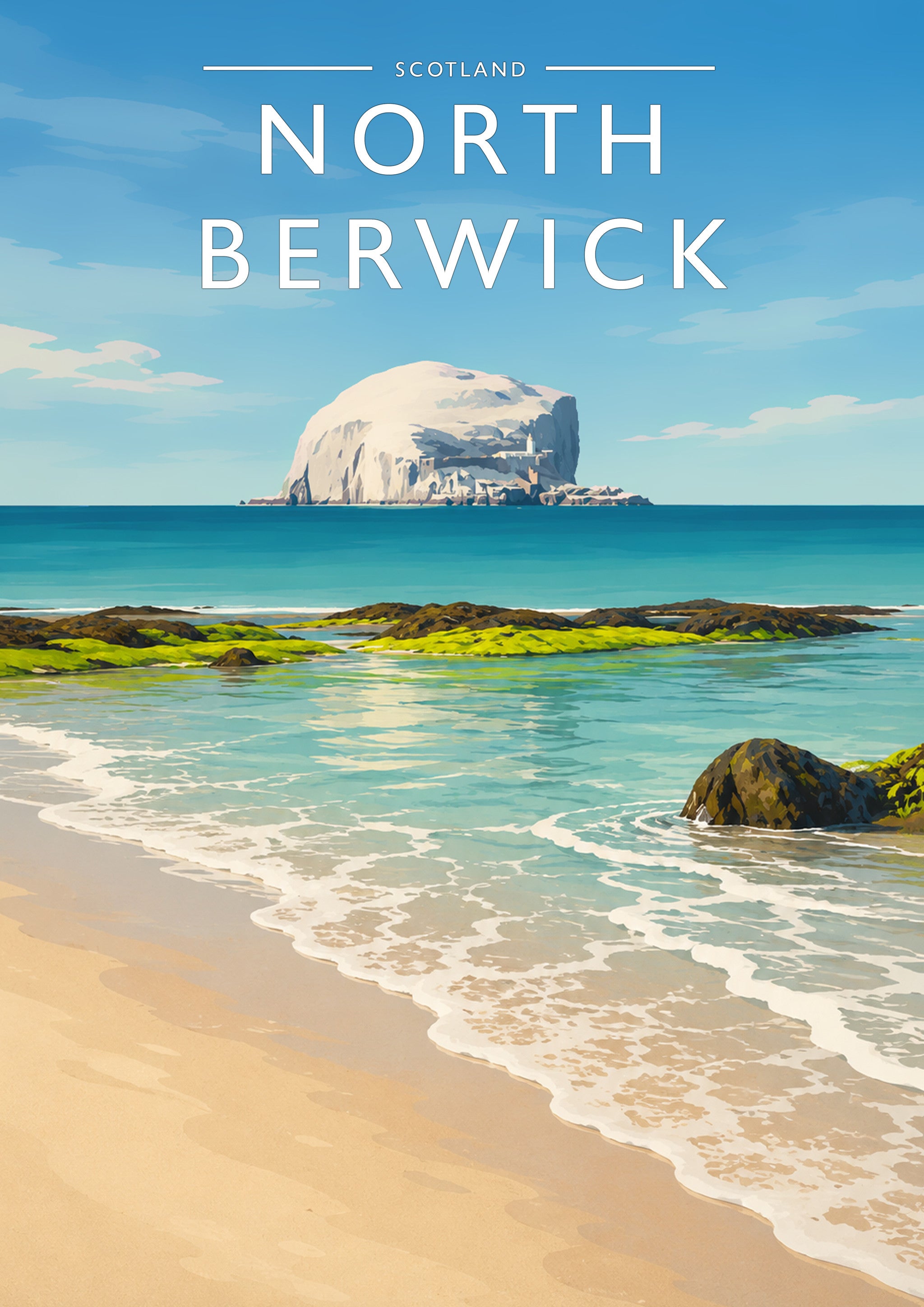 North Berwick Travel Poster - A4 travel poster print