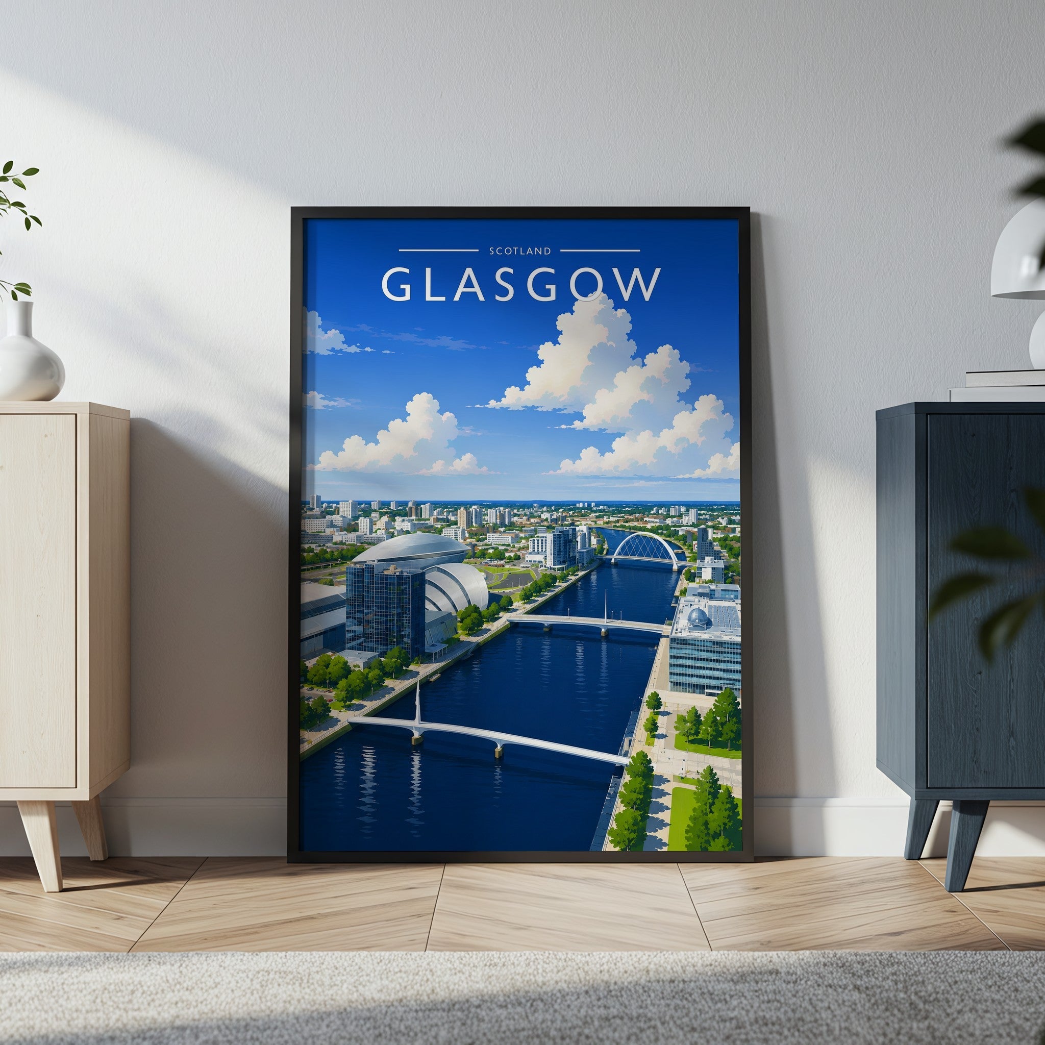 Glasgow #3 Travel Poster in a black frame