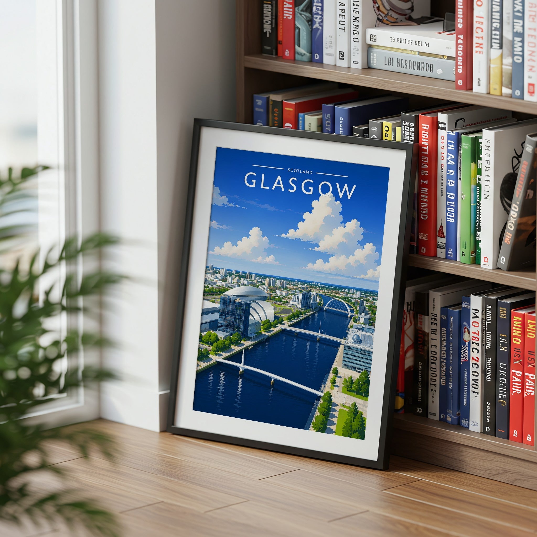 Glasgow #3 Travel Poster mounted in a black frame