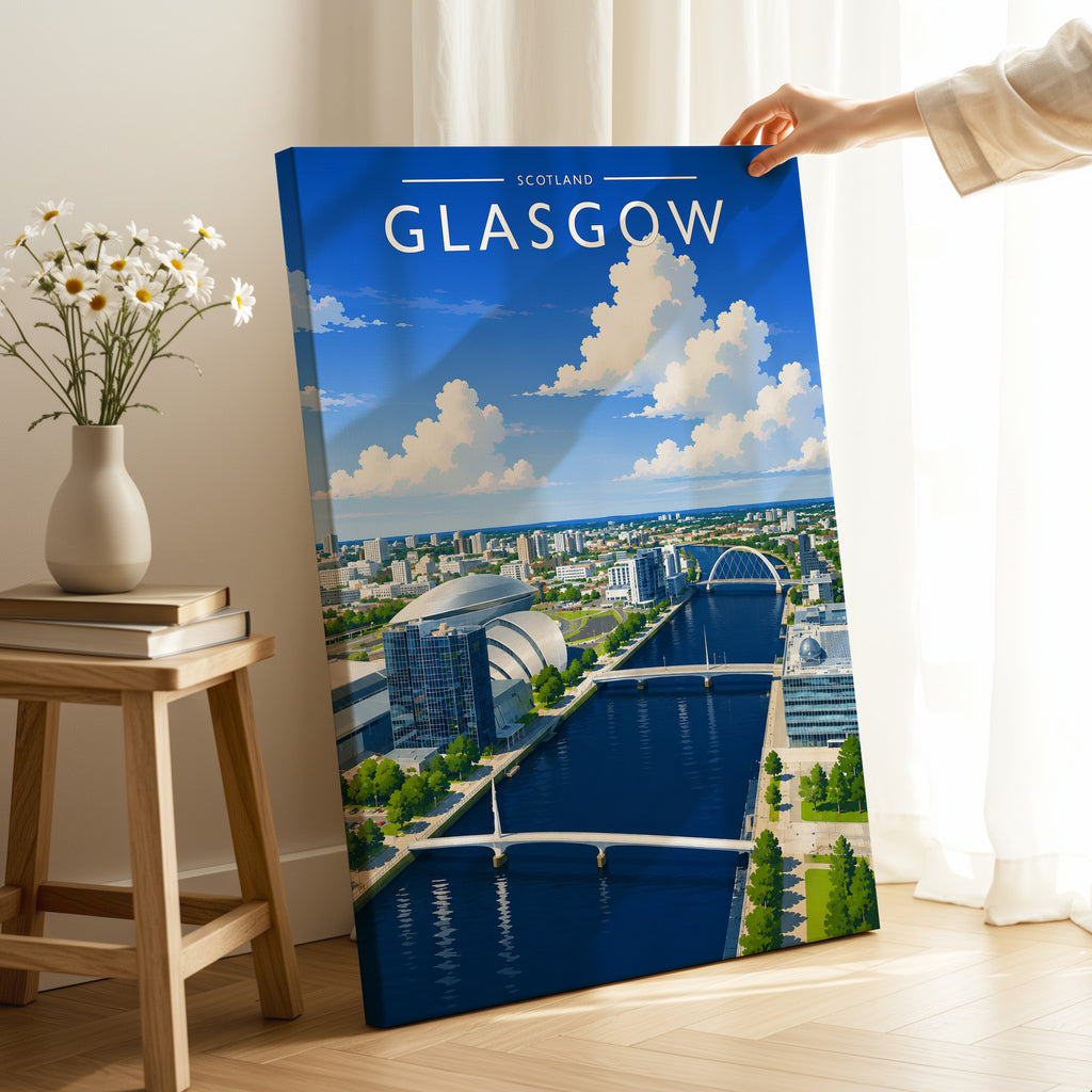 Glasgow #3 Travel Poster as a gallery-wrapped canvas