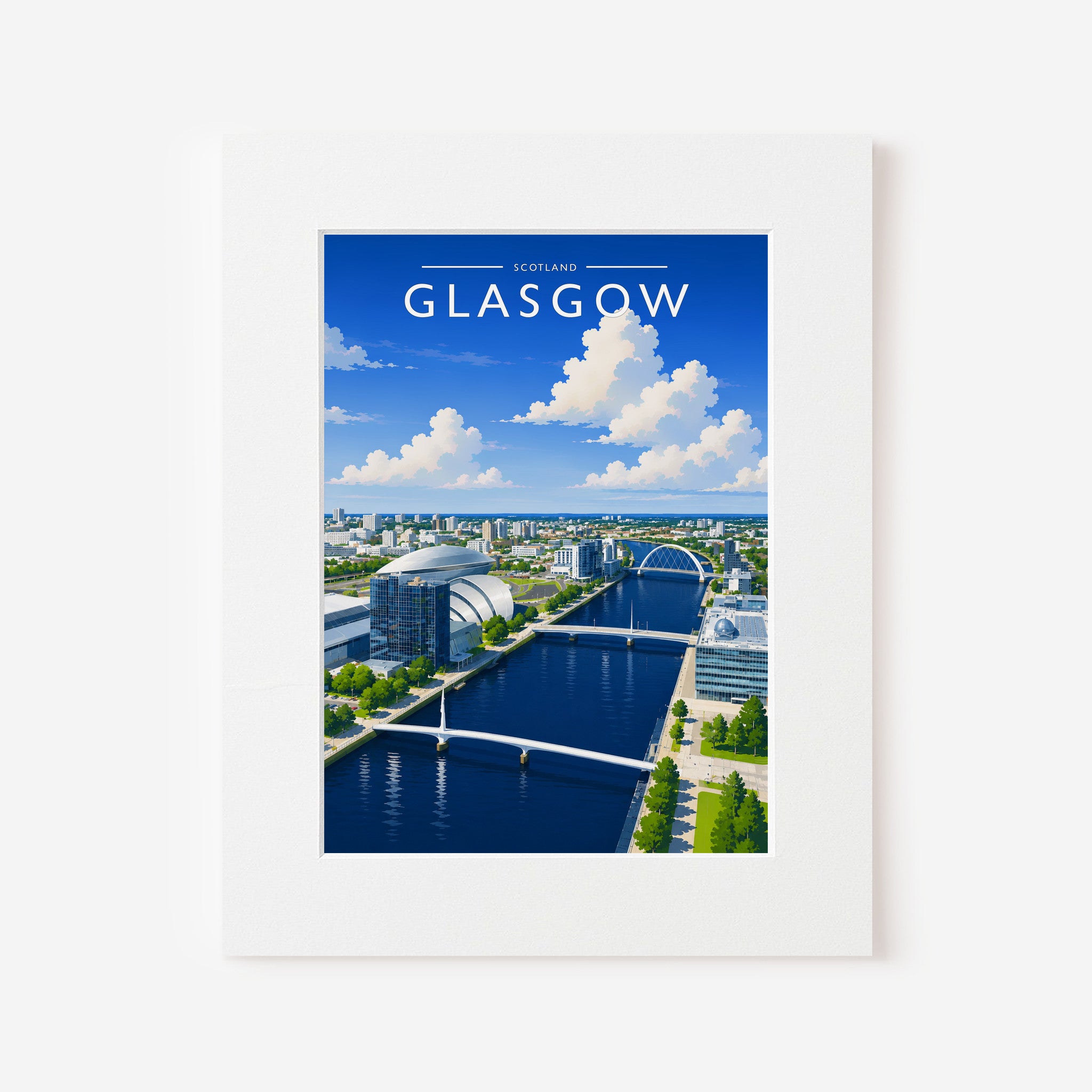 Glasgow #3 Travel Poster in a white mount