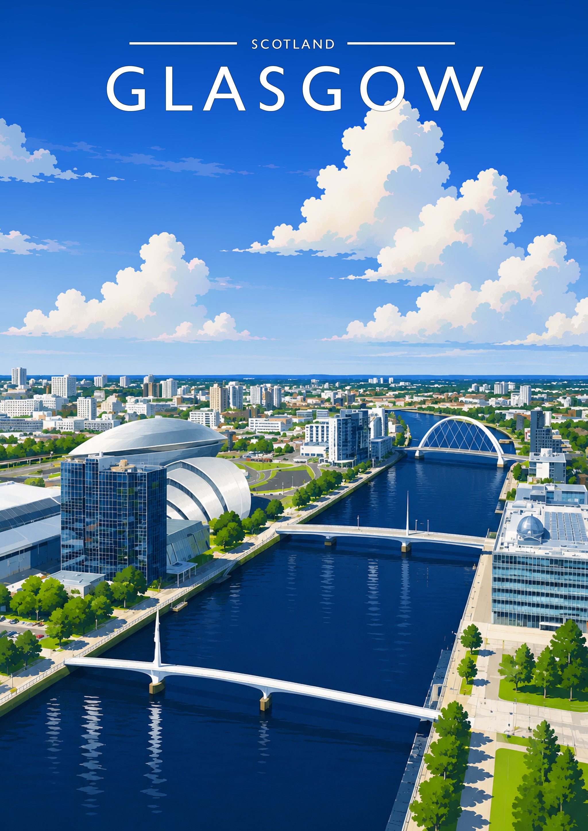 Glasgow #3 Travel Poster - A4 travel poster print