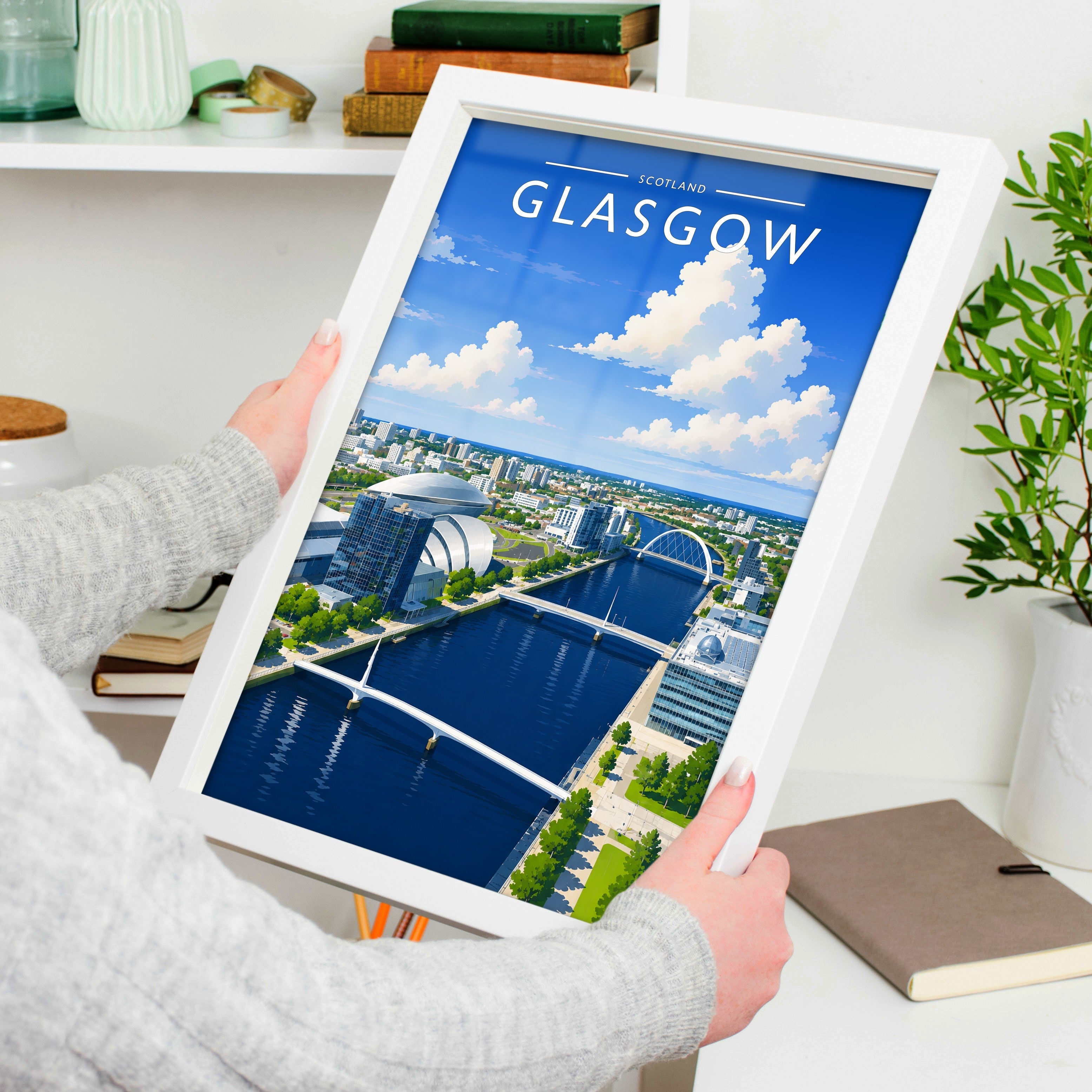 Glasgow #3 Travel Poster held in a white frame