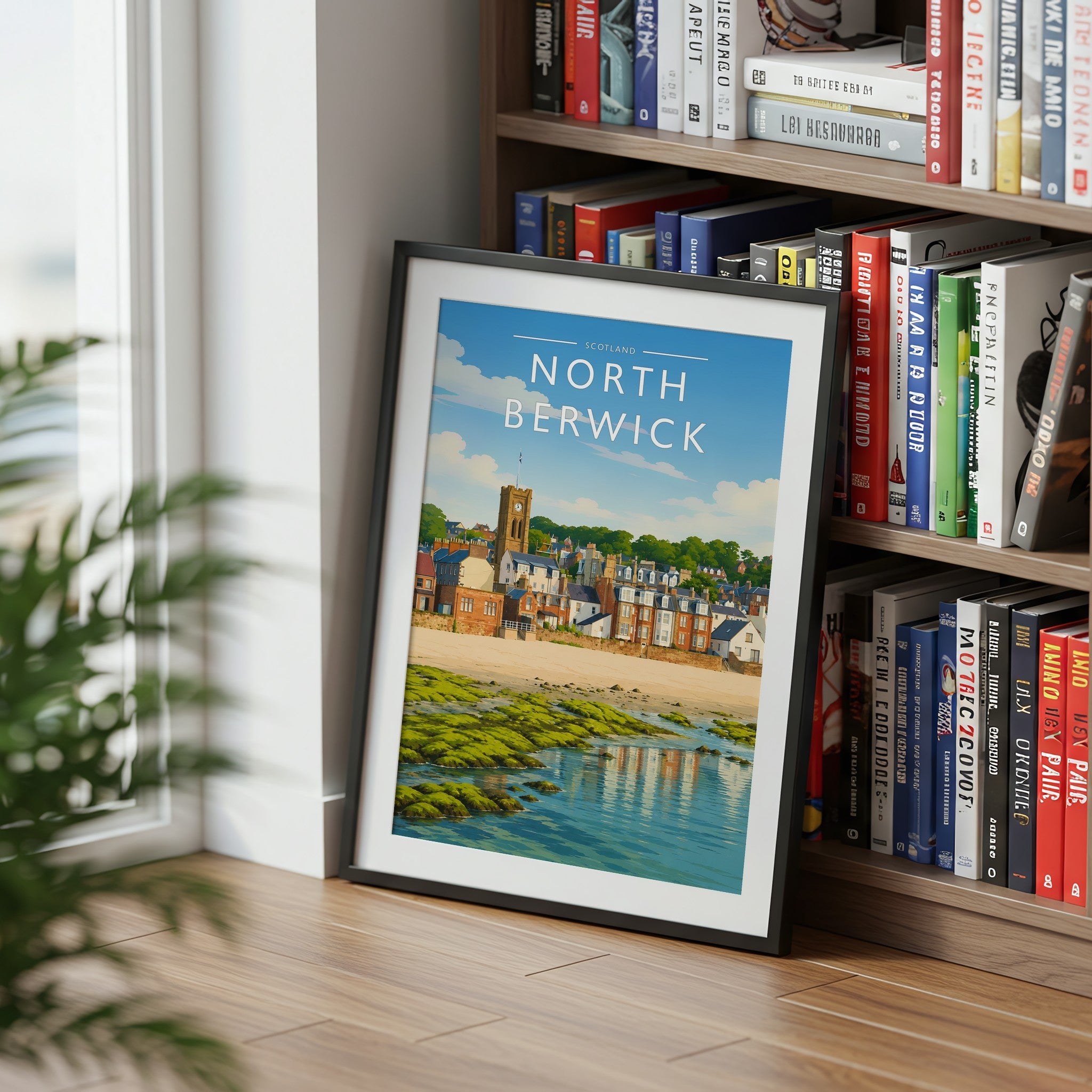 North Berwick #2 Travel Poster mounted in a black frame