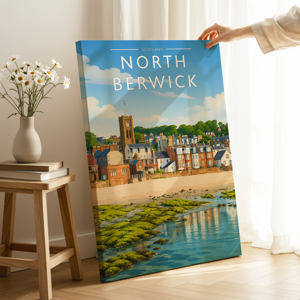 North Berwick #2 Travel Poster as a gallery-wrapped canvas
