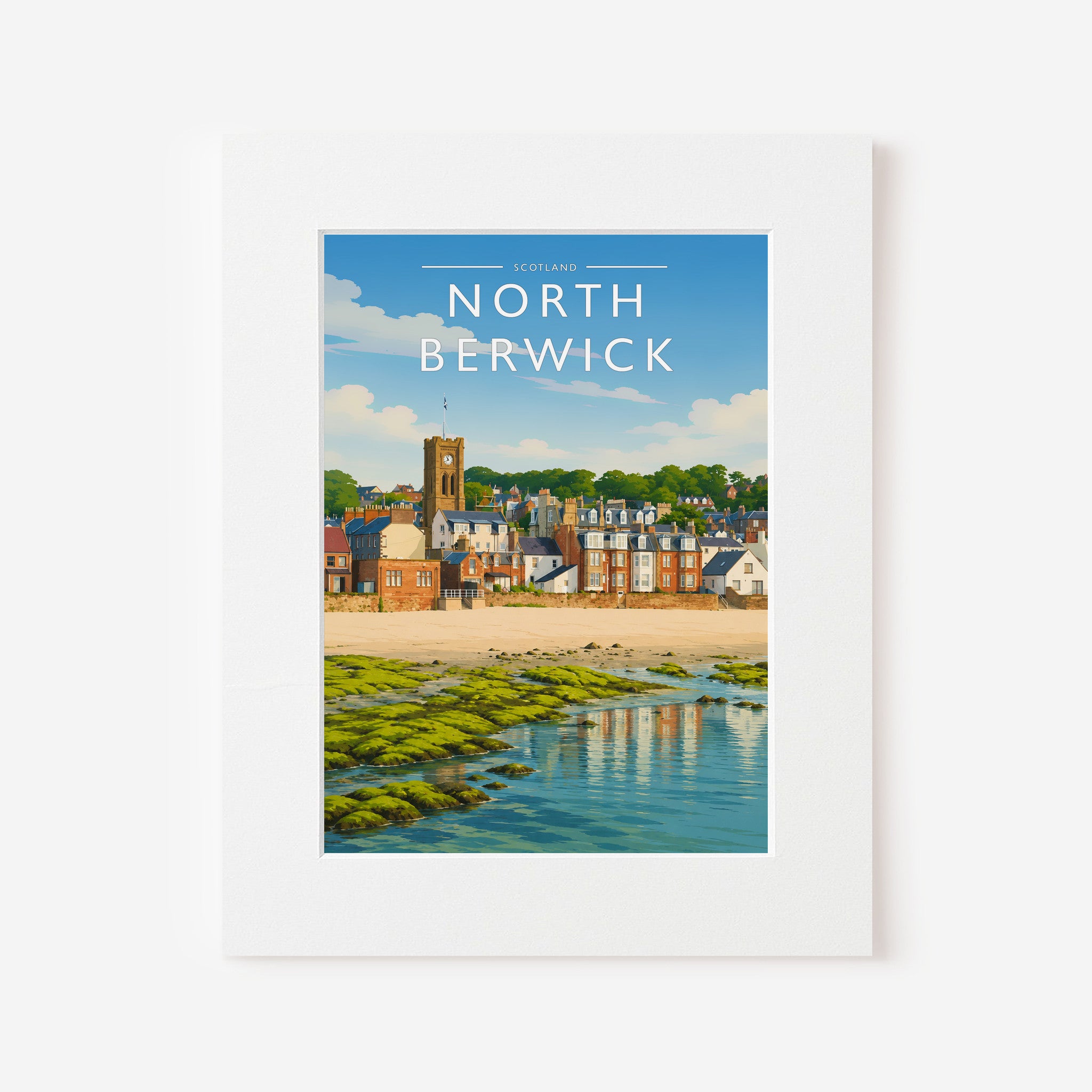 North Berwick #2 Travel Poster in a white mount