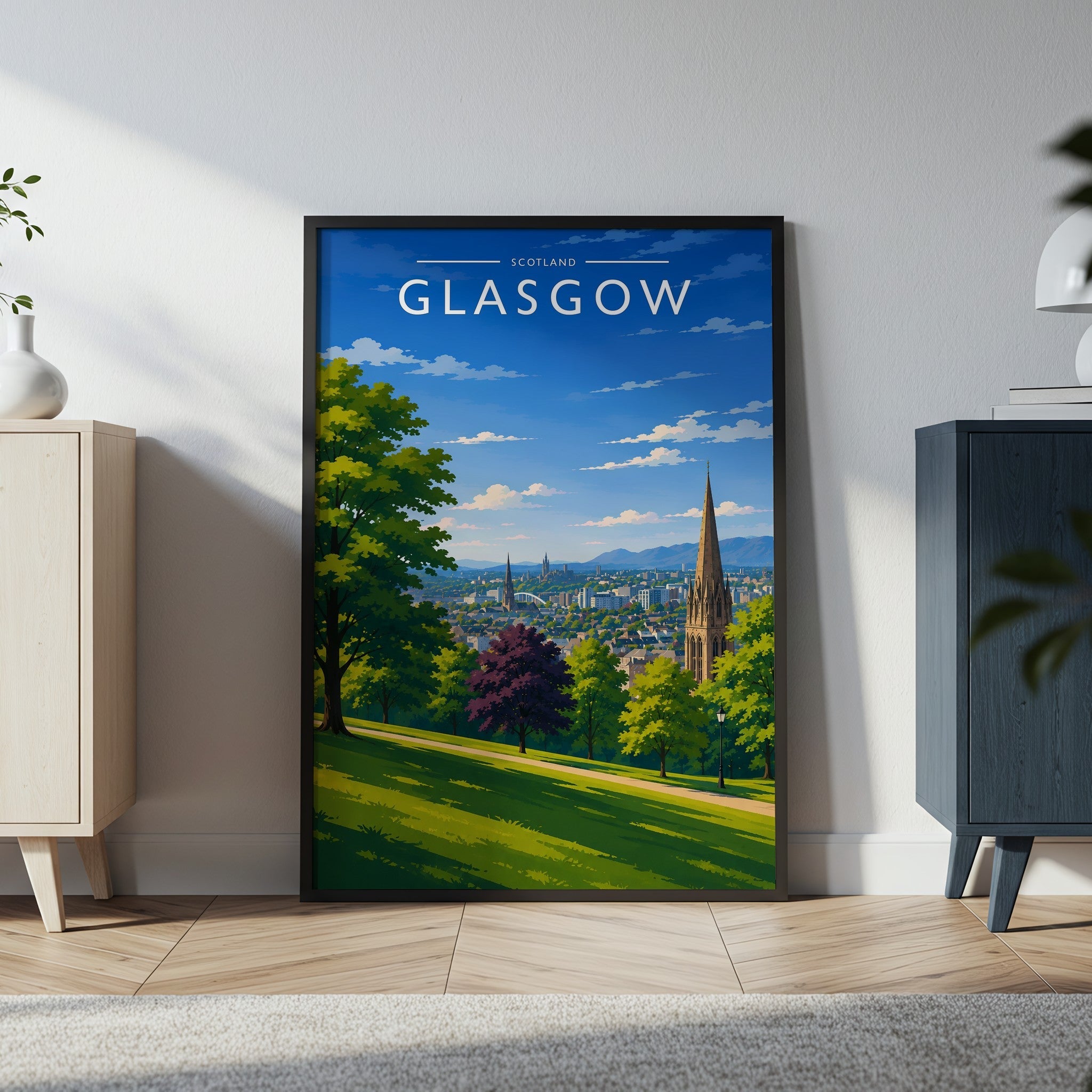 Glasgow #4 Travel Poster in a black frame