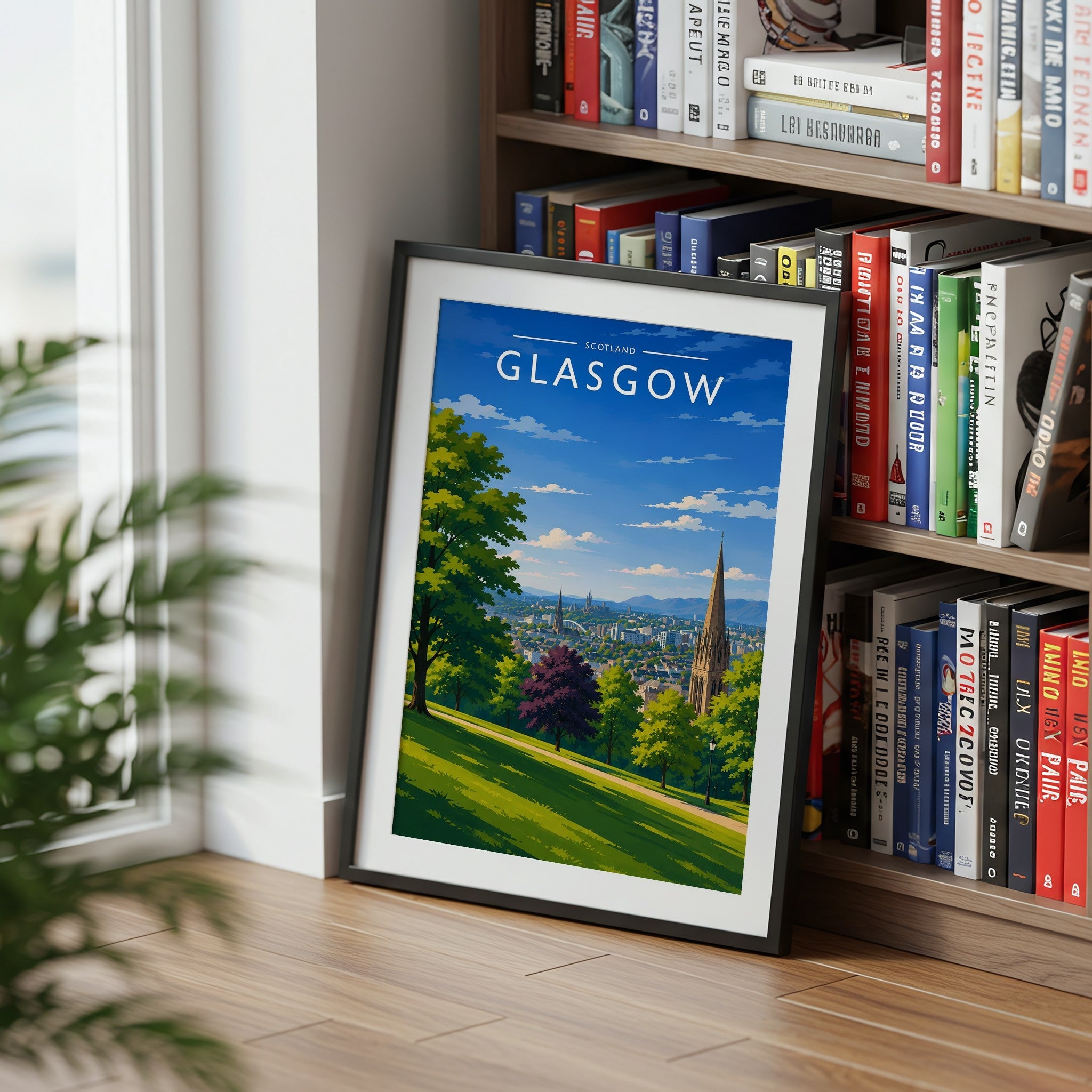 Glasgow #4 Travel Poster mounted in a black frame