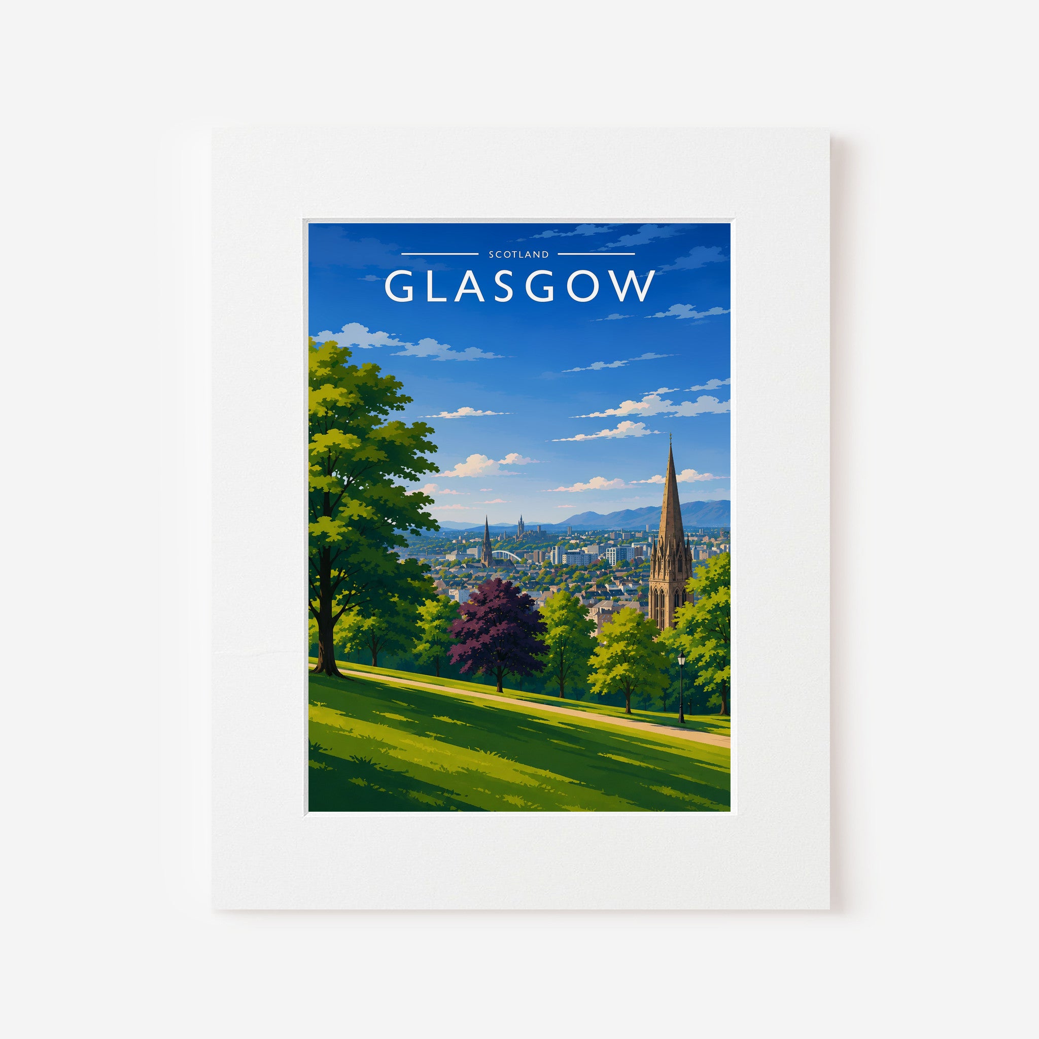 Glasgow #4 Travel Poster in a white mount